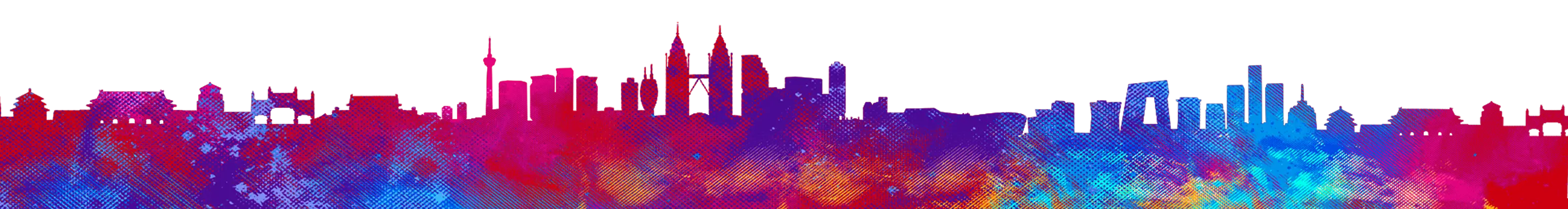 Colorful Urban Skyline Silhouette