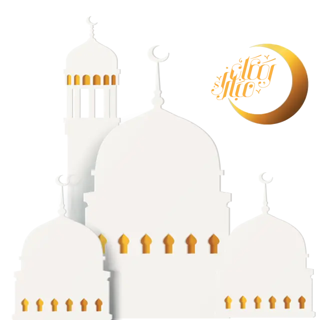 White Mosque with Crescent Moon