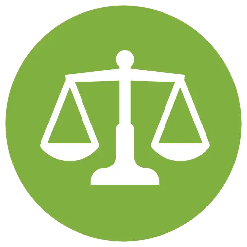 Justice Scale in Green Circle Icon