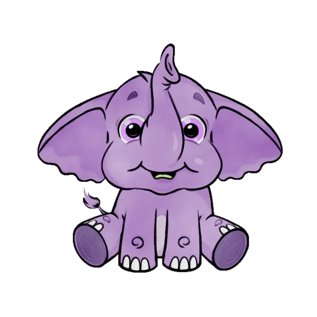 Adorable Purple Cartoon Elephant