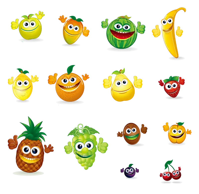 Funny Fruits with Cartoon Faces