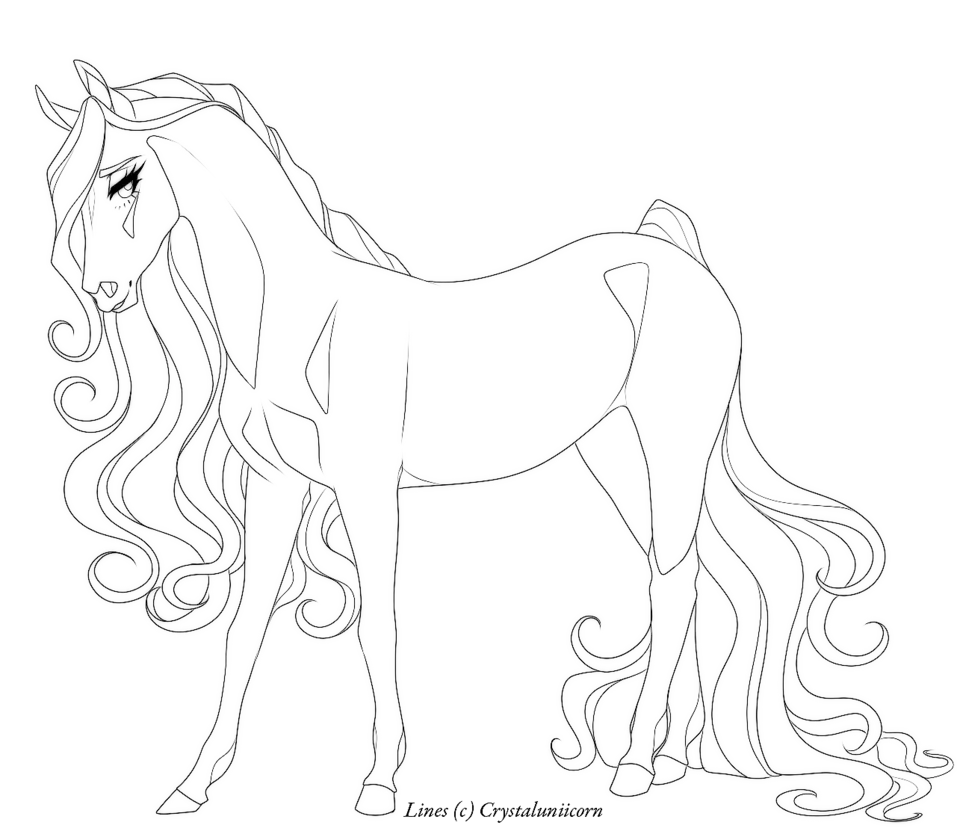 Outline of a Horse with Long Mane
