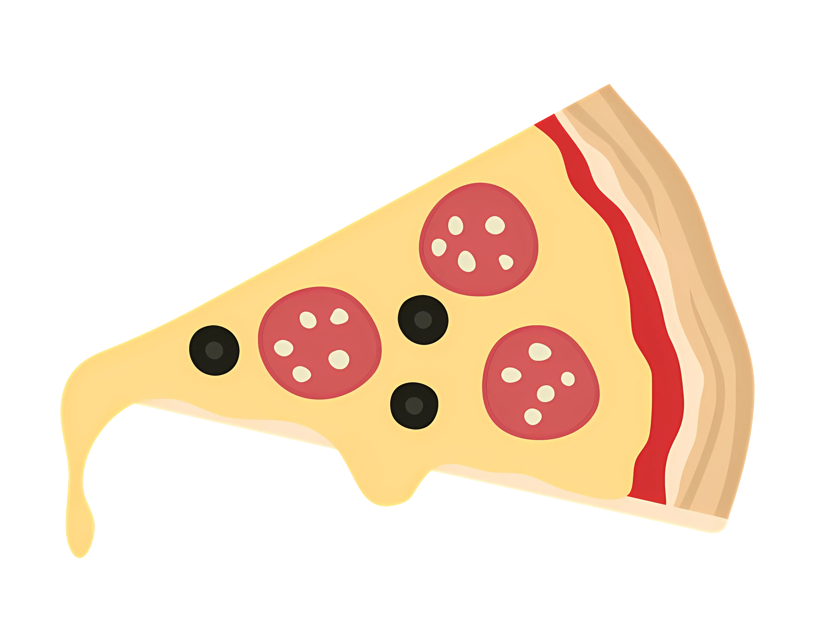 Pizza Slice with Cheese, Pepperoni, and Olives