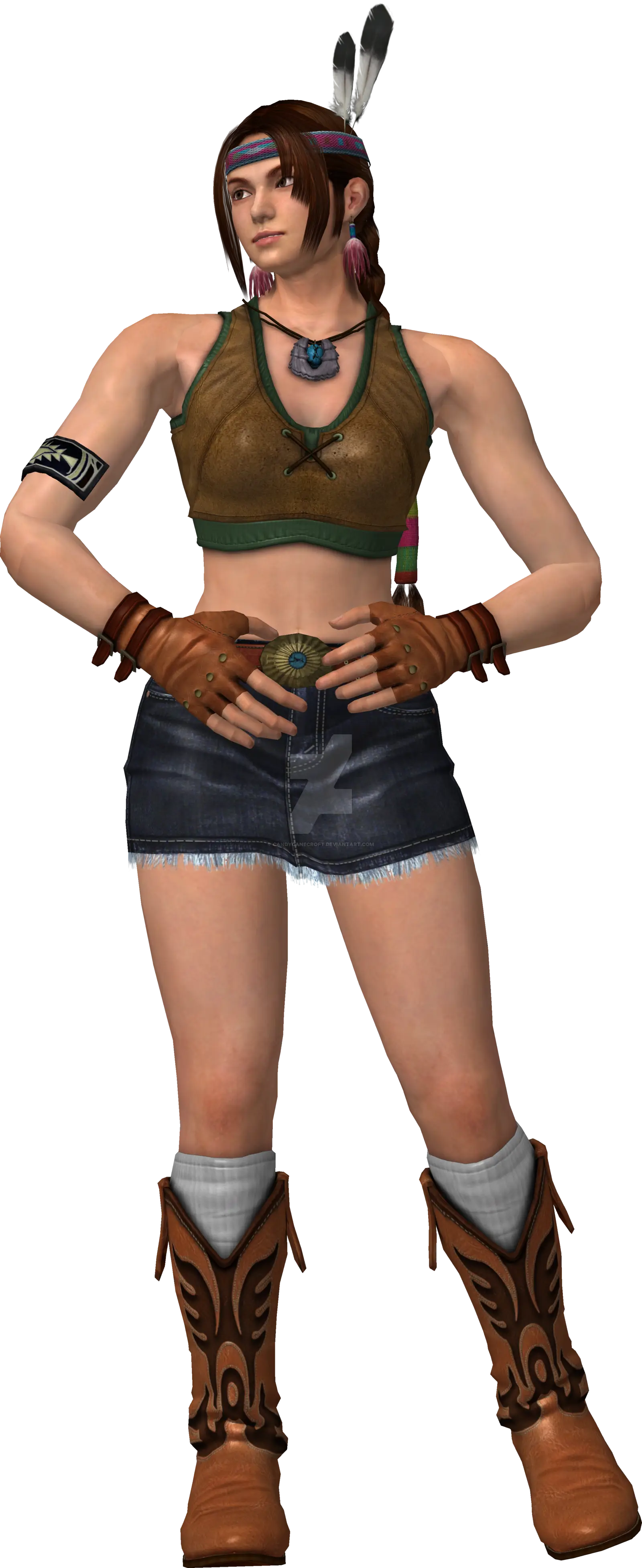 Female Game Character in Cowboy Boots Style