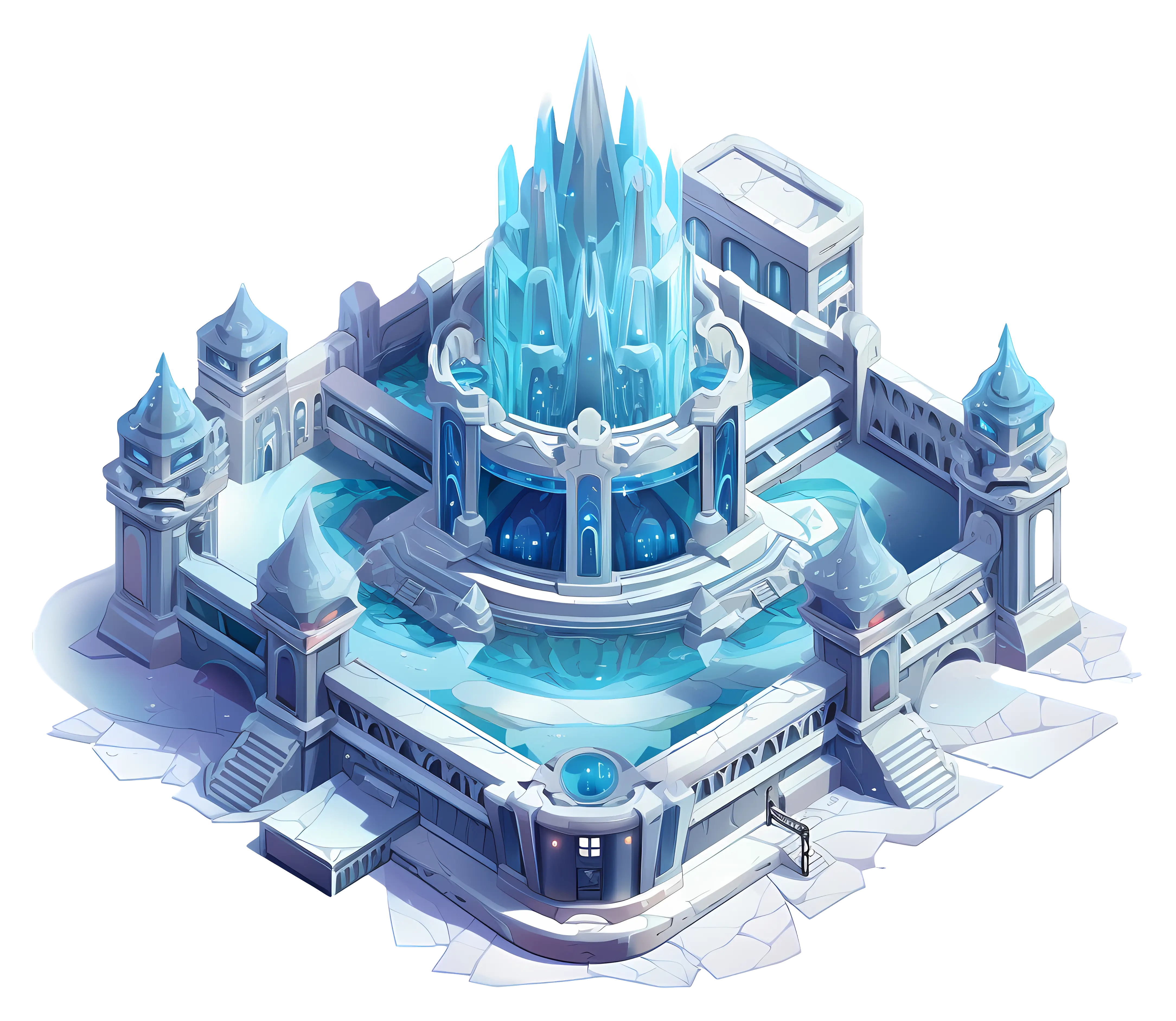 Icy Castle with Crystal Features