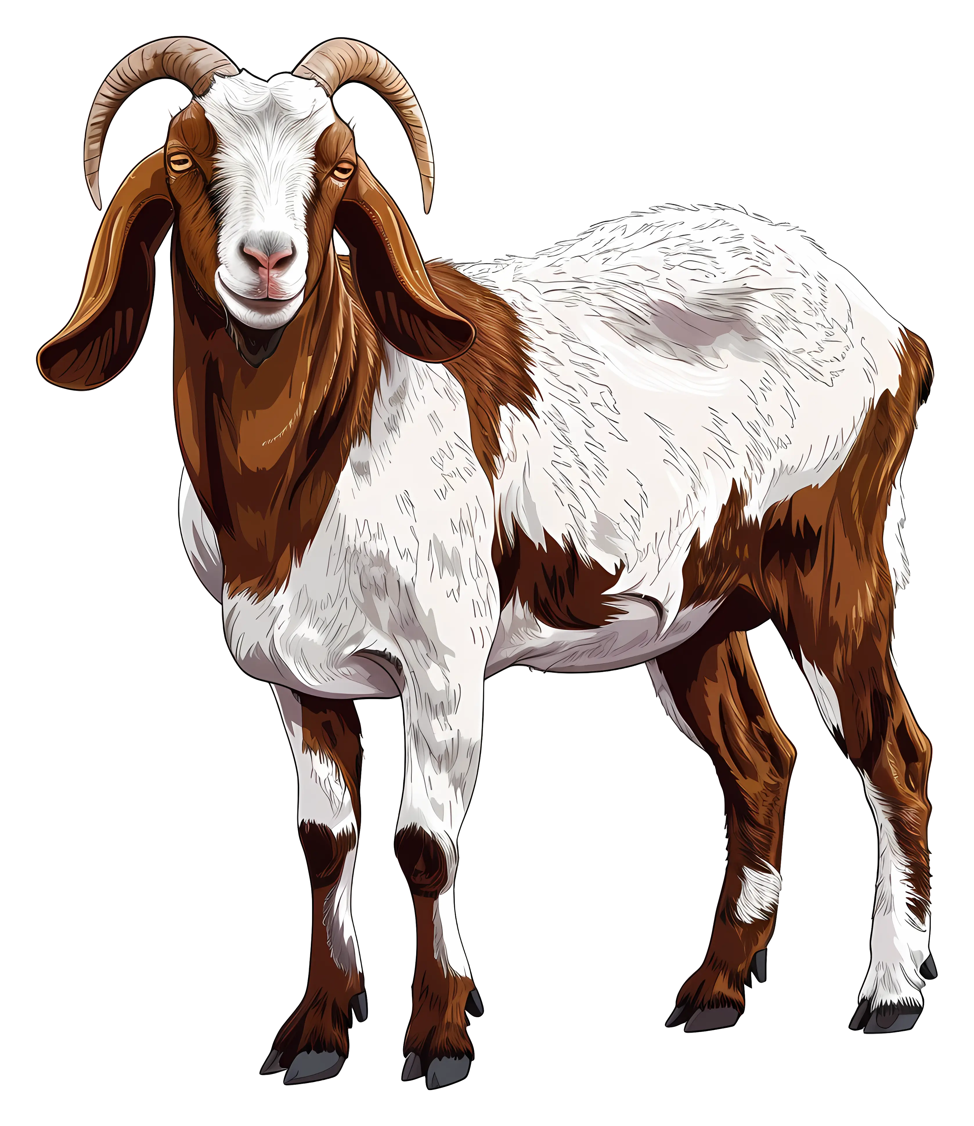 Brown and White Goat Illustration