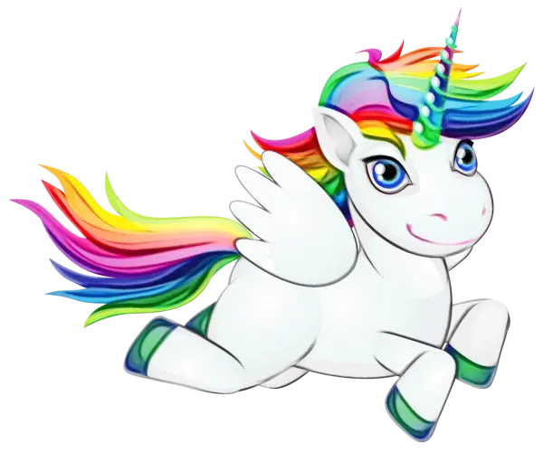 Rainbow Unicorn Flying with Wings