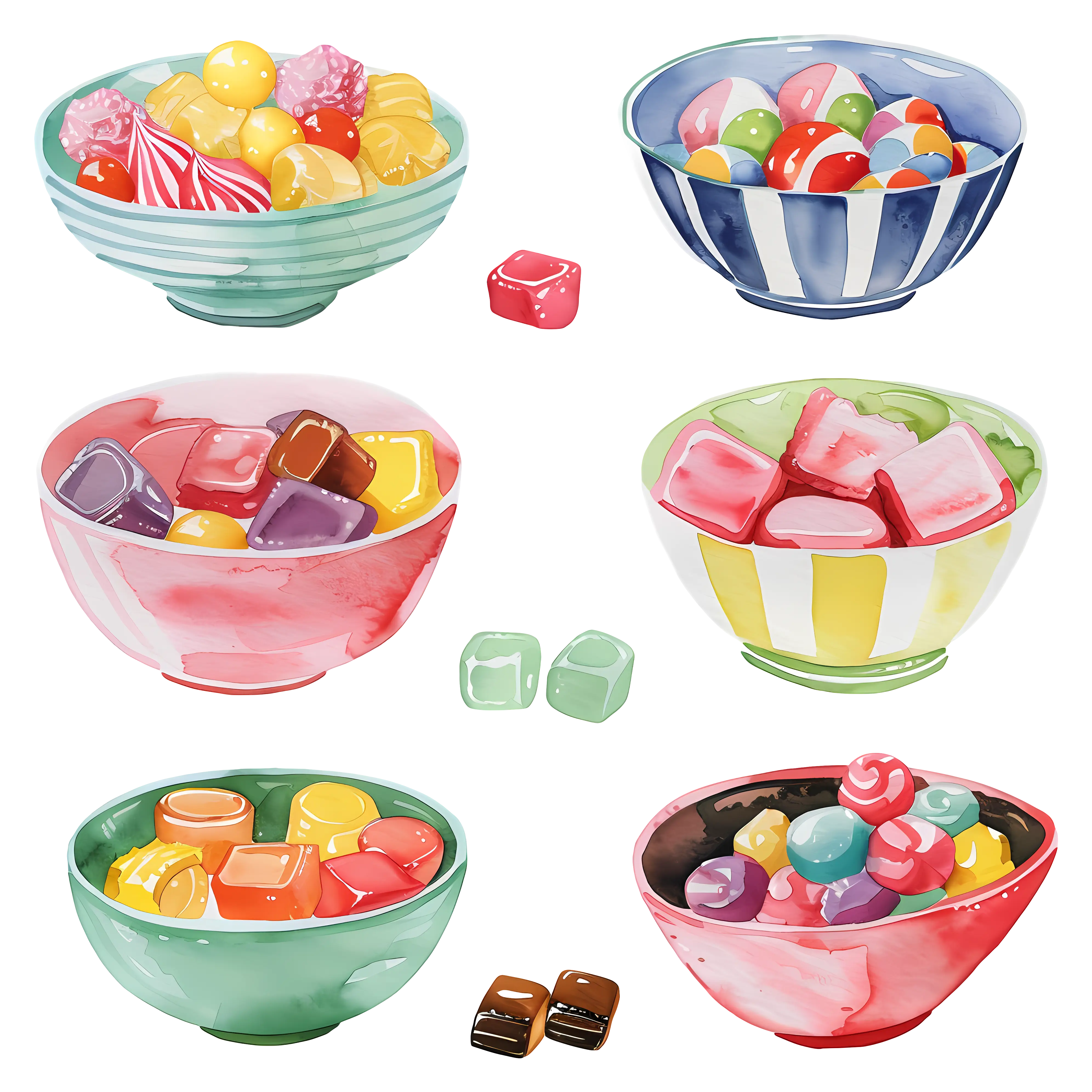 Colorful Candy Bowls Illustration