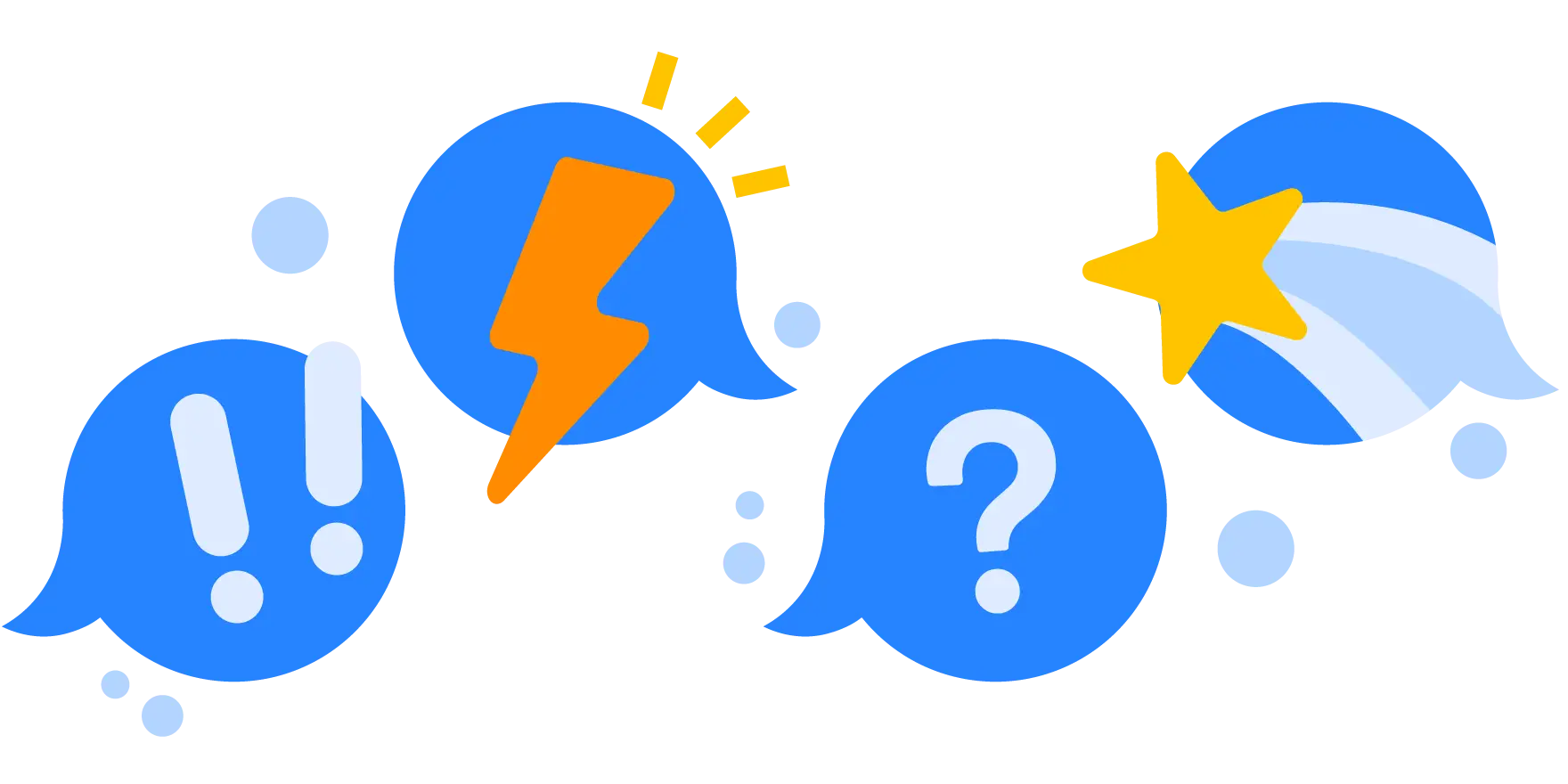 Blue Chat Bubbles with Symbols