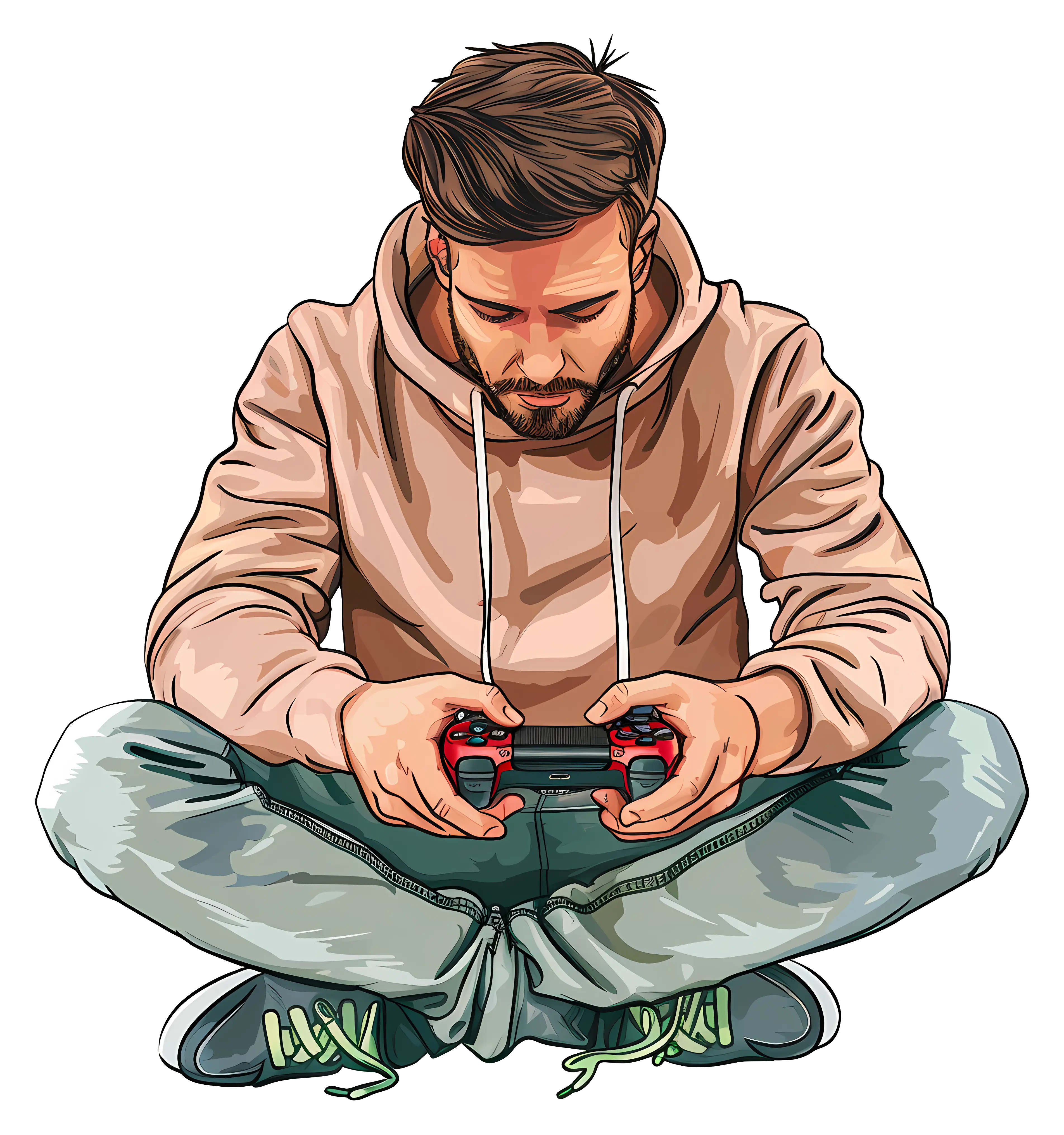 Man Playing Video Game Illustration