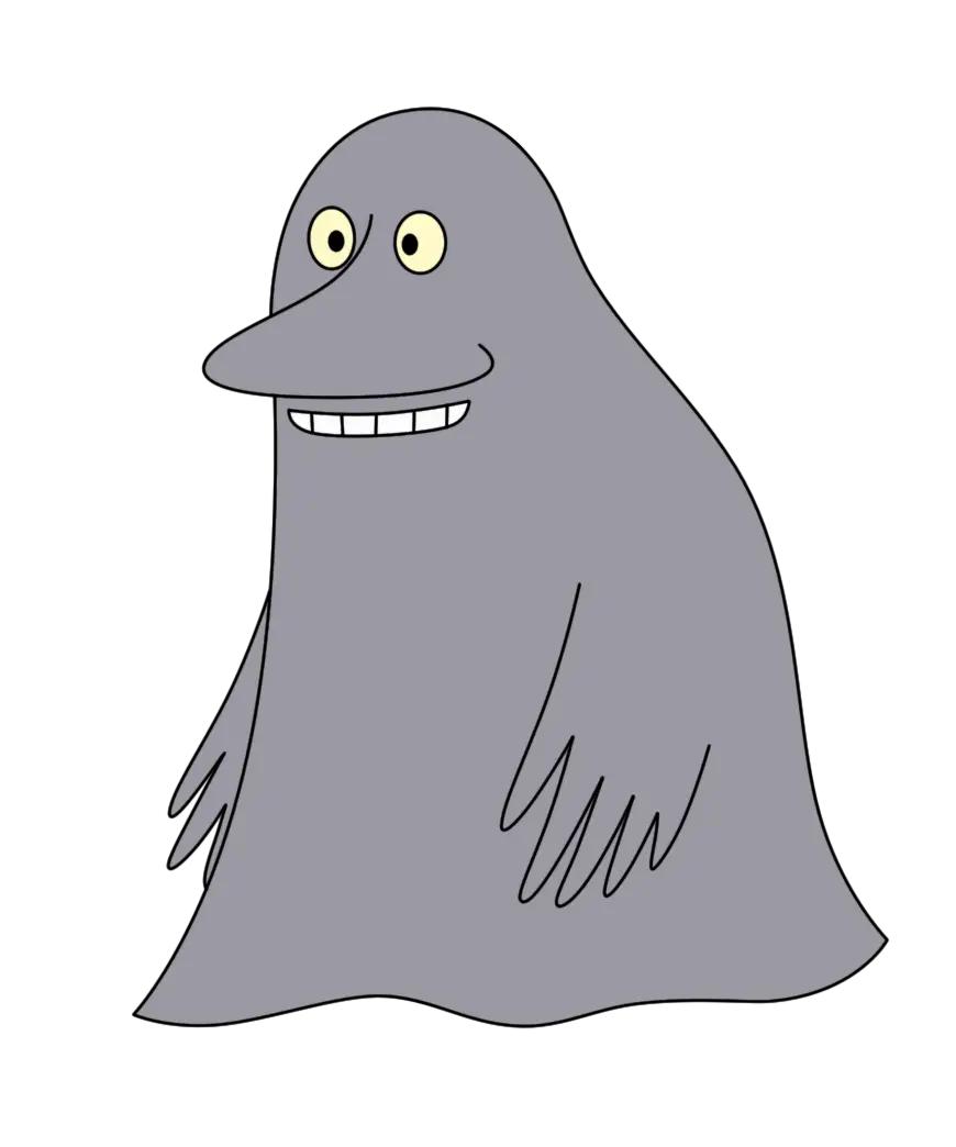 Smiling Gray Cartoon Creature