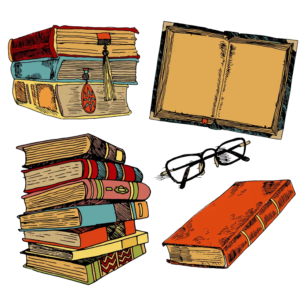 Stack of Books and Glasses