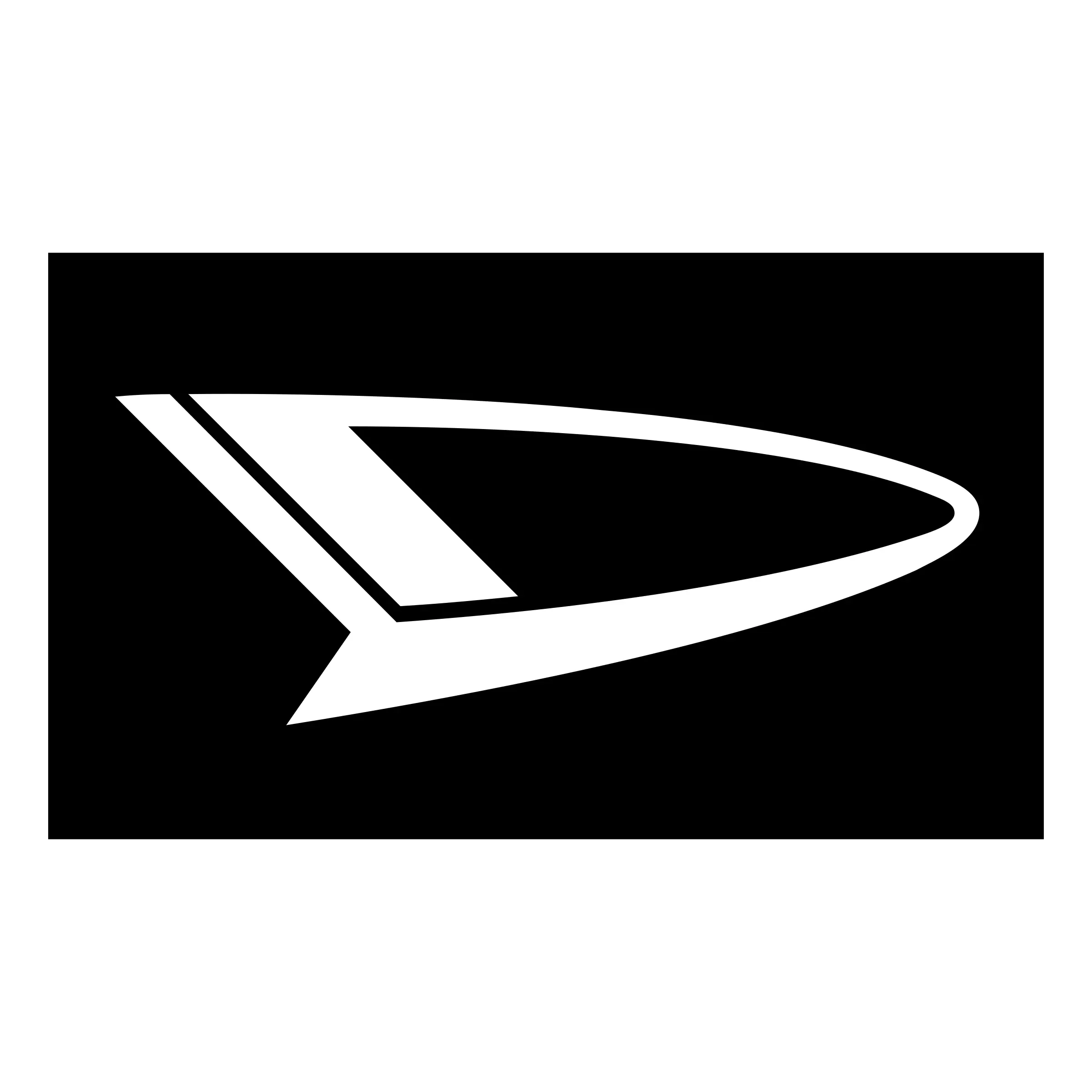 White Stylized D Logo on Black Background