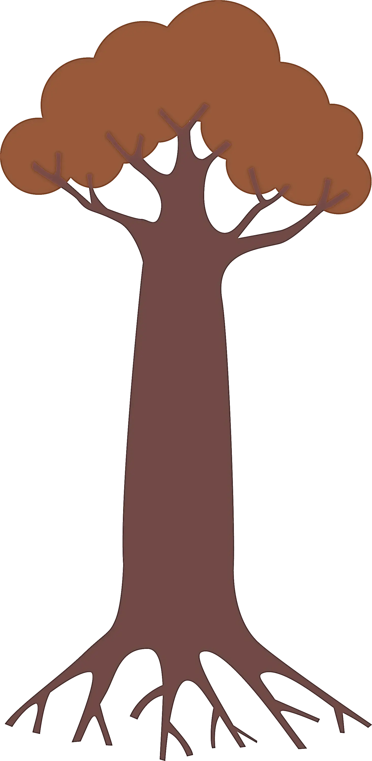 Brown Tree Illustration with Visible Roots