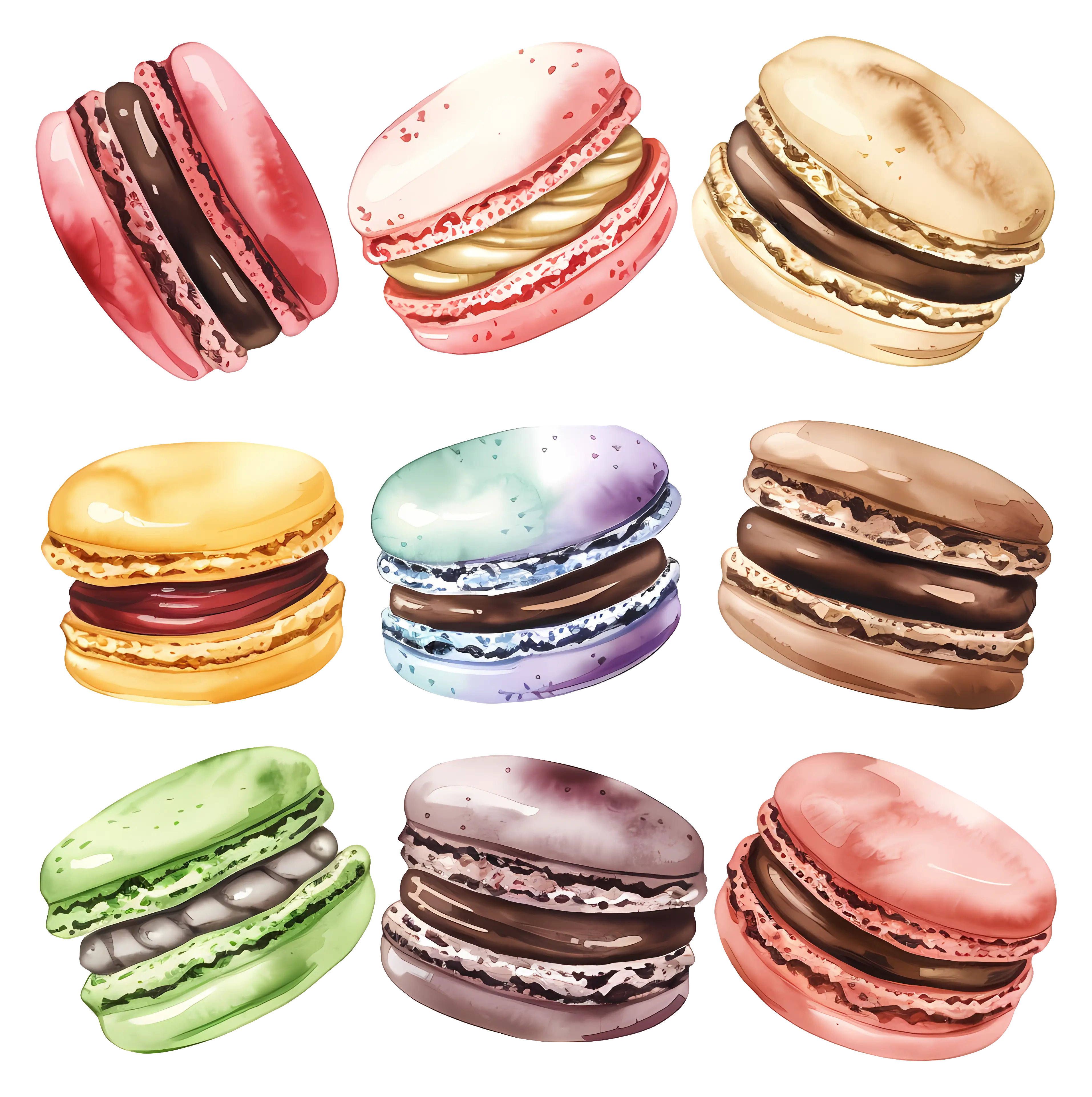 Colorful Macarons in Various Flavors