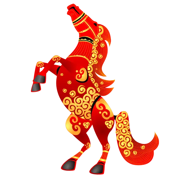 Decorative Red Horse Illustration