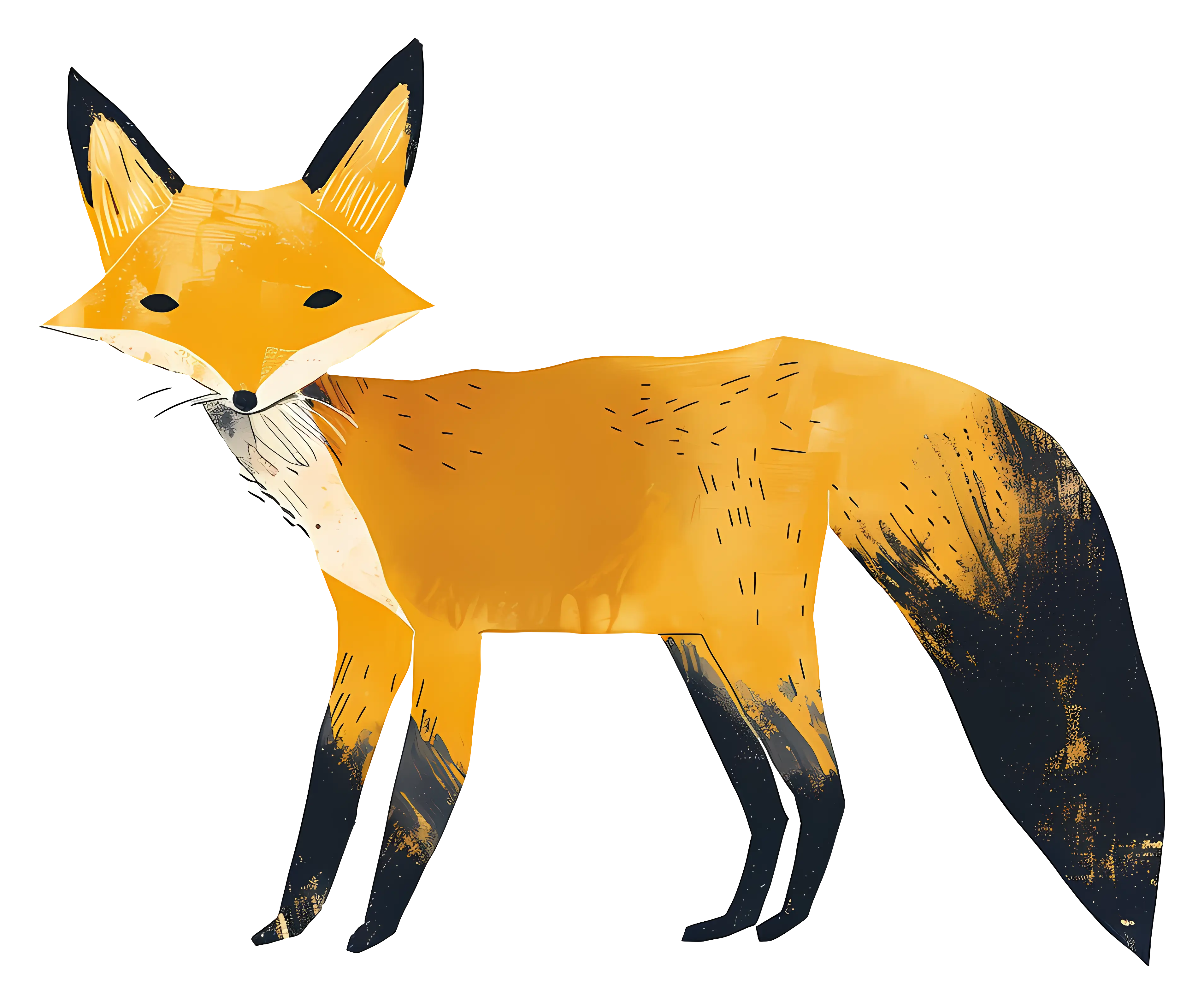 Illustration of Standing Orange Fox