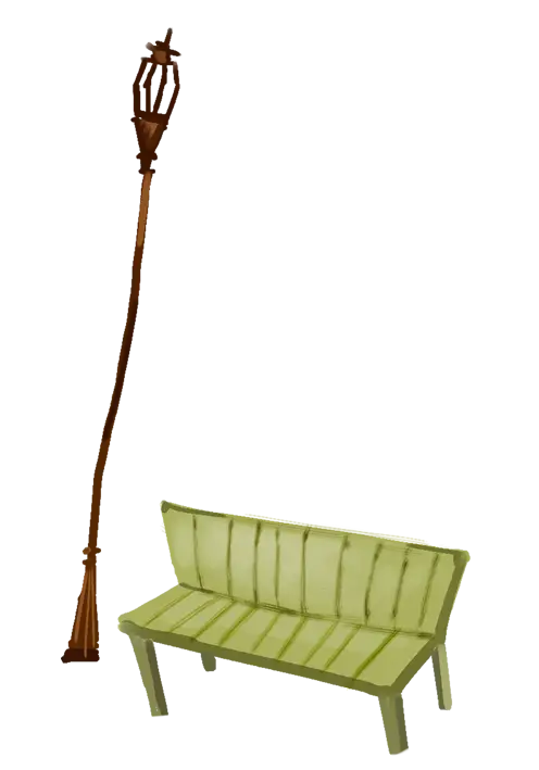 Outdoor Bench and Lamp