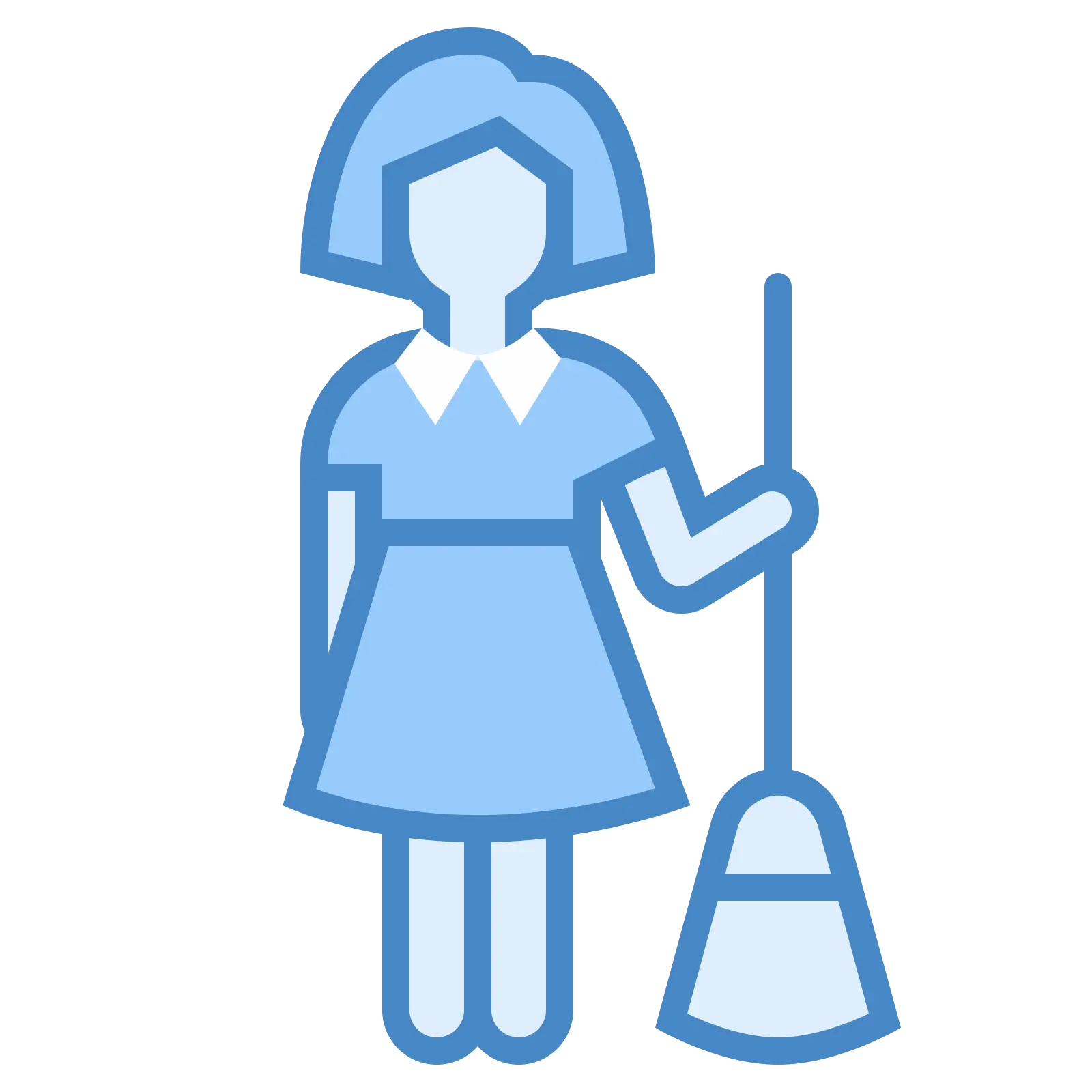 Blue Cleaning Lady with Broom