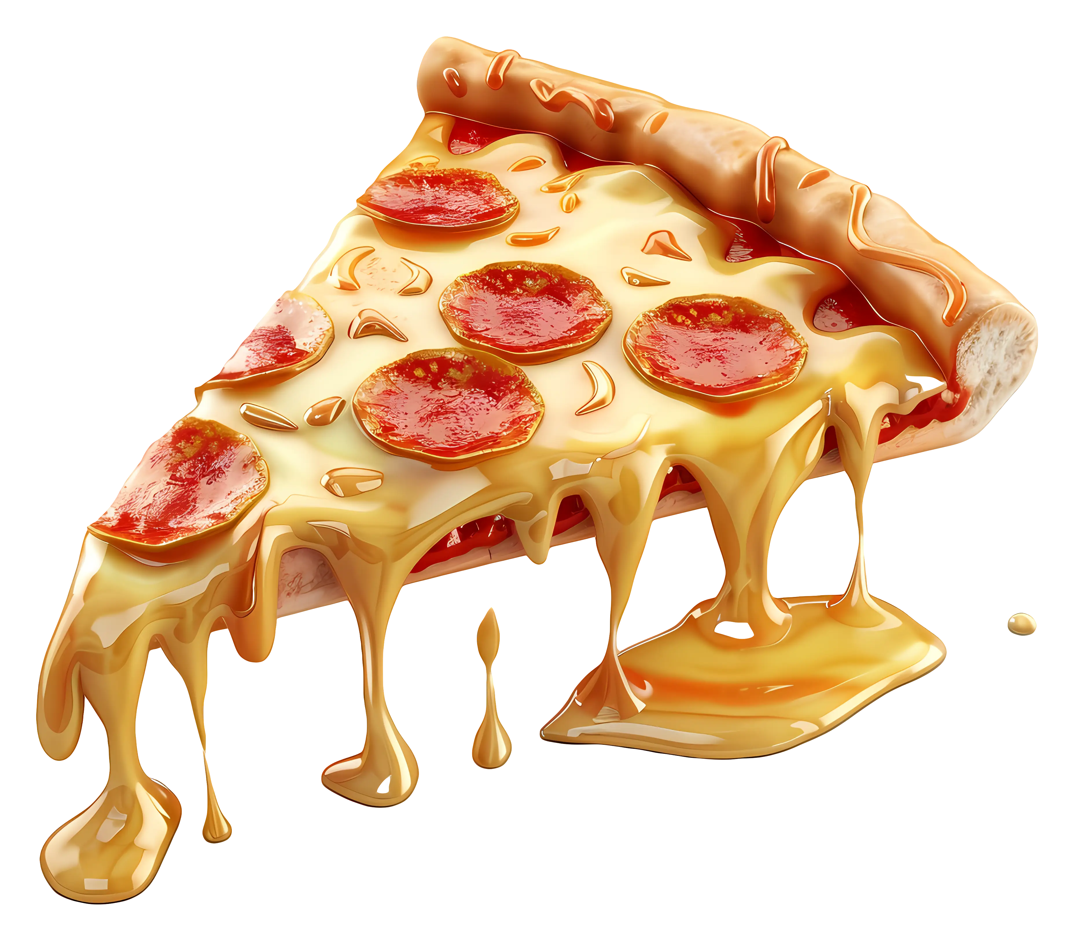 Cheesy Pepperoni Pizza Slice with Melting Toppings