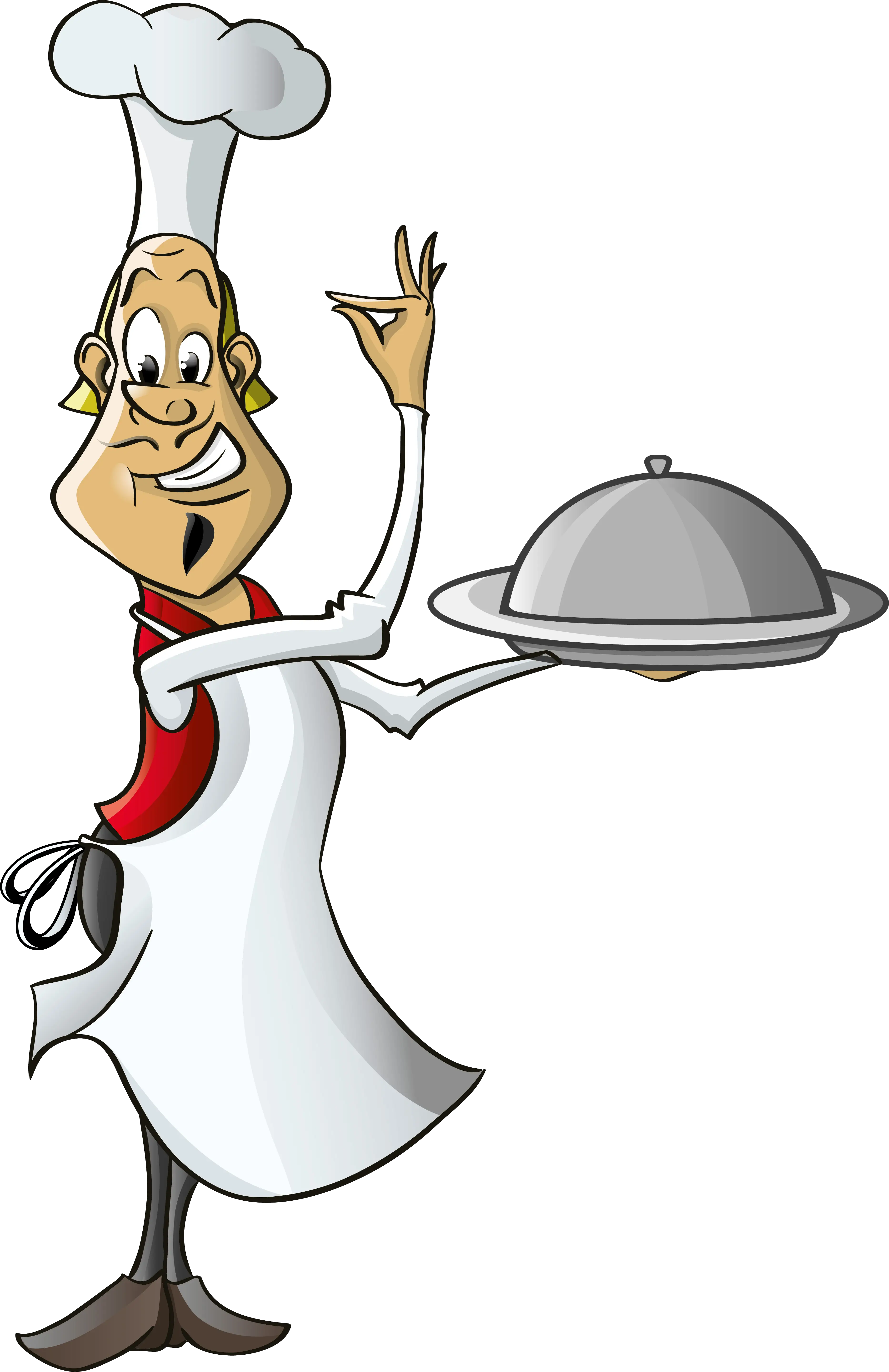 Chef Cartoon Illustration Holding Dish