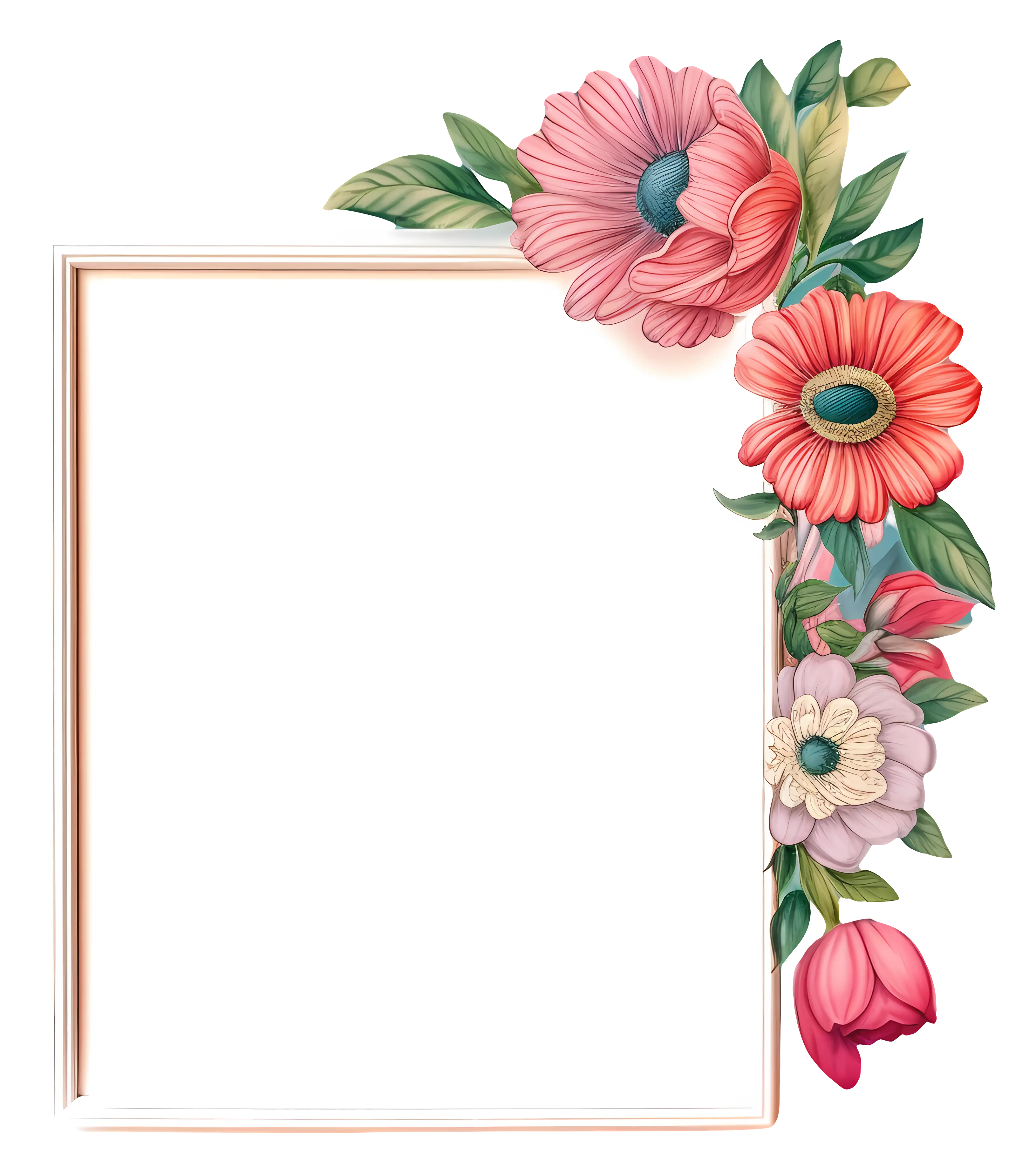 Floral Frame with Colorful Flowers