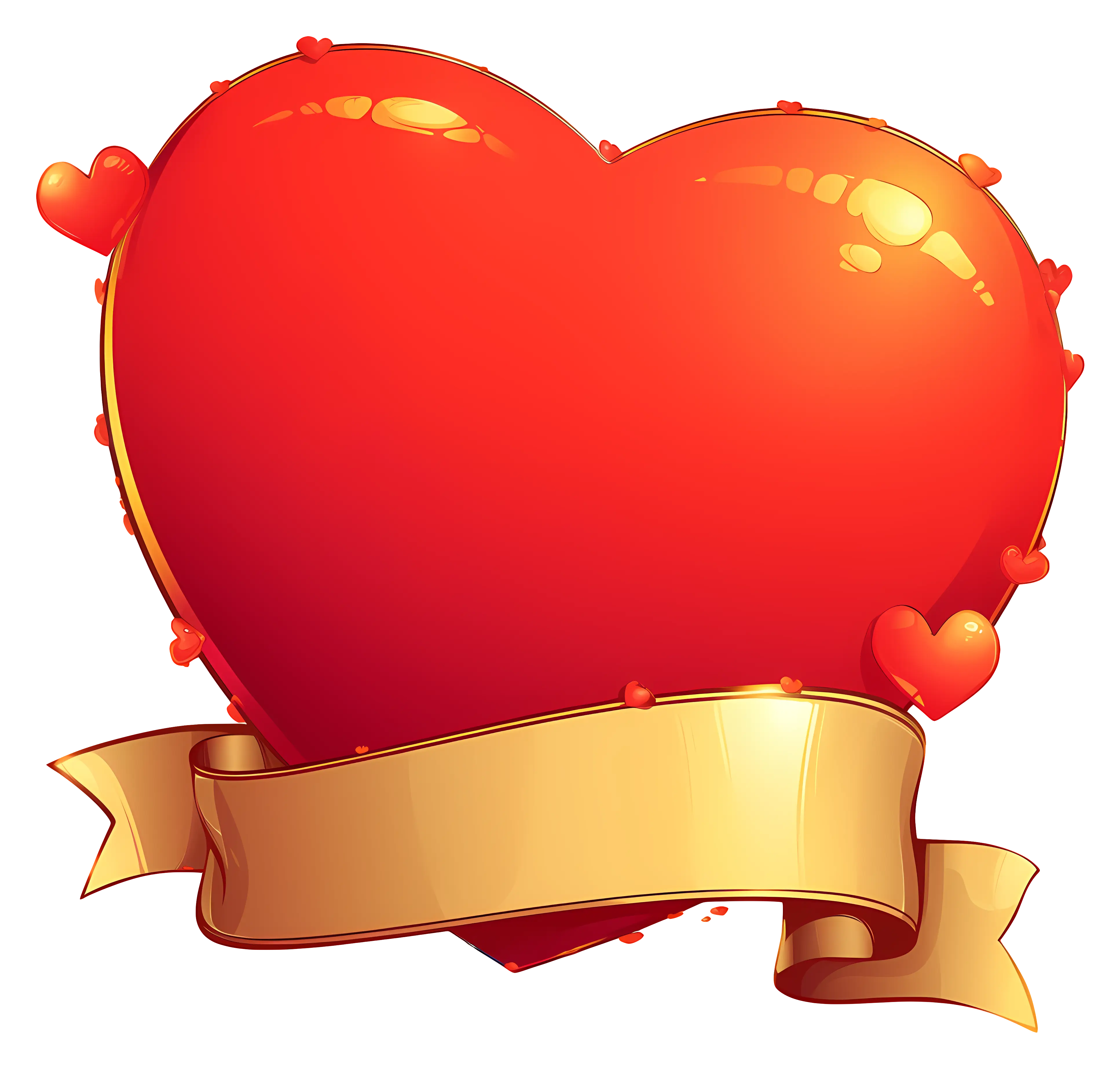 Red Heart With Golden Ribbon for Love