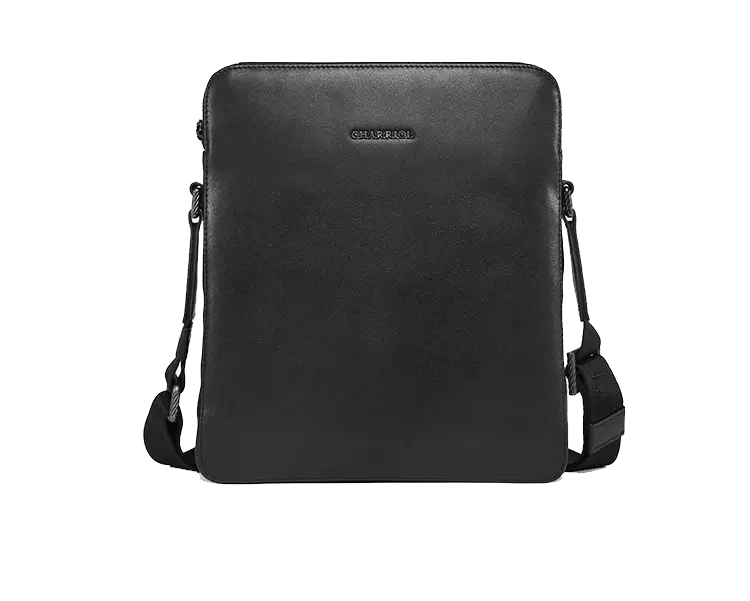 Black Leather Sling Bag with Adjustable Strap