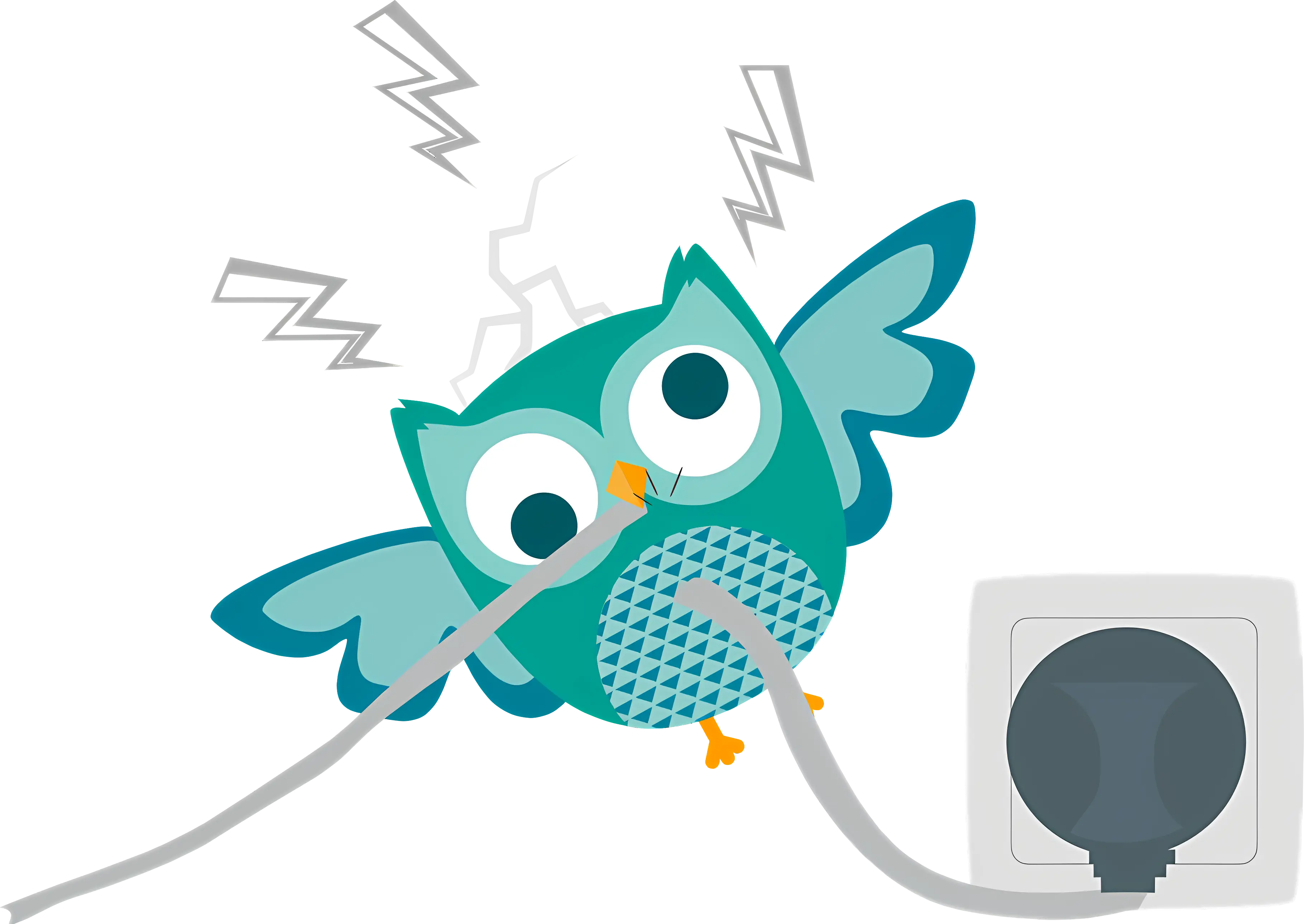 Funny owl with electric plug