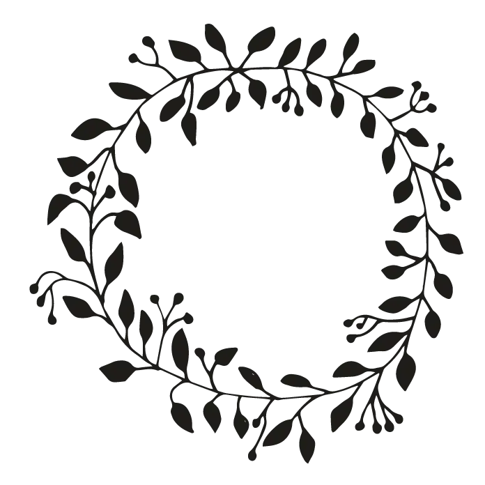 Black Leaf Wreath in Minimalist Decorative Design