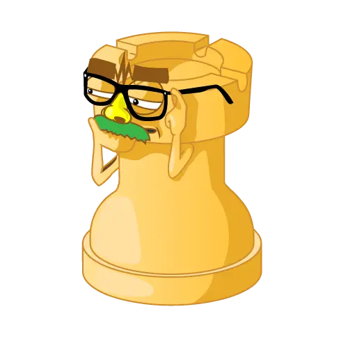 Cartoon Chess Rook with Glasses