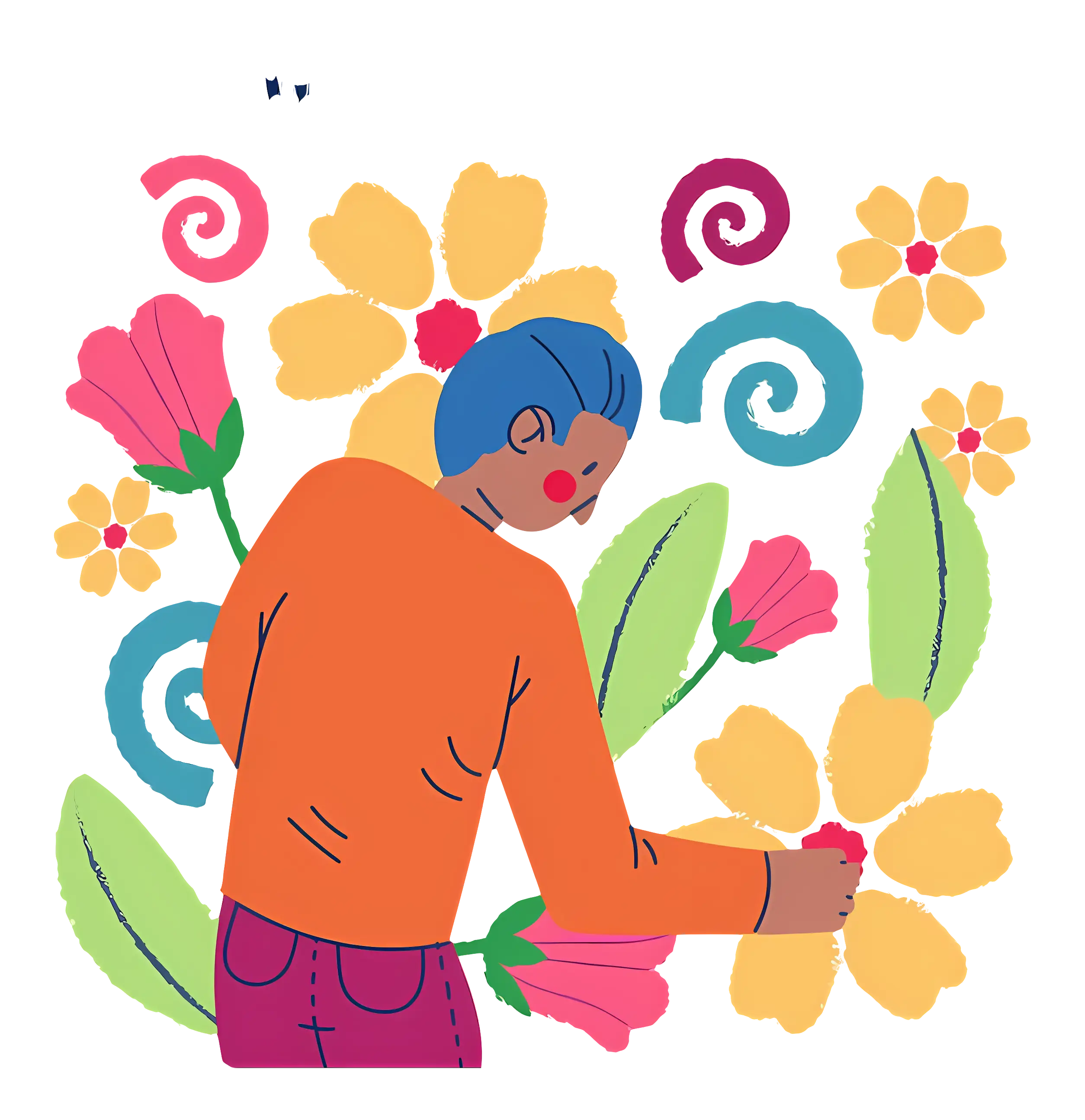 Person with Colorful Flowers
