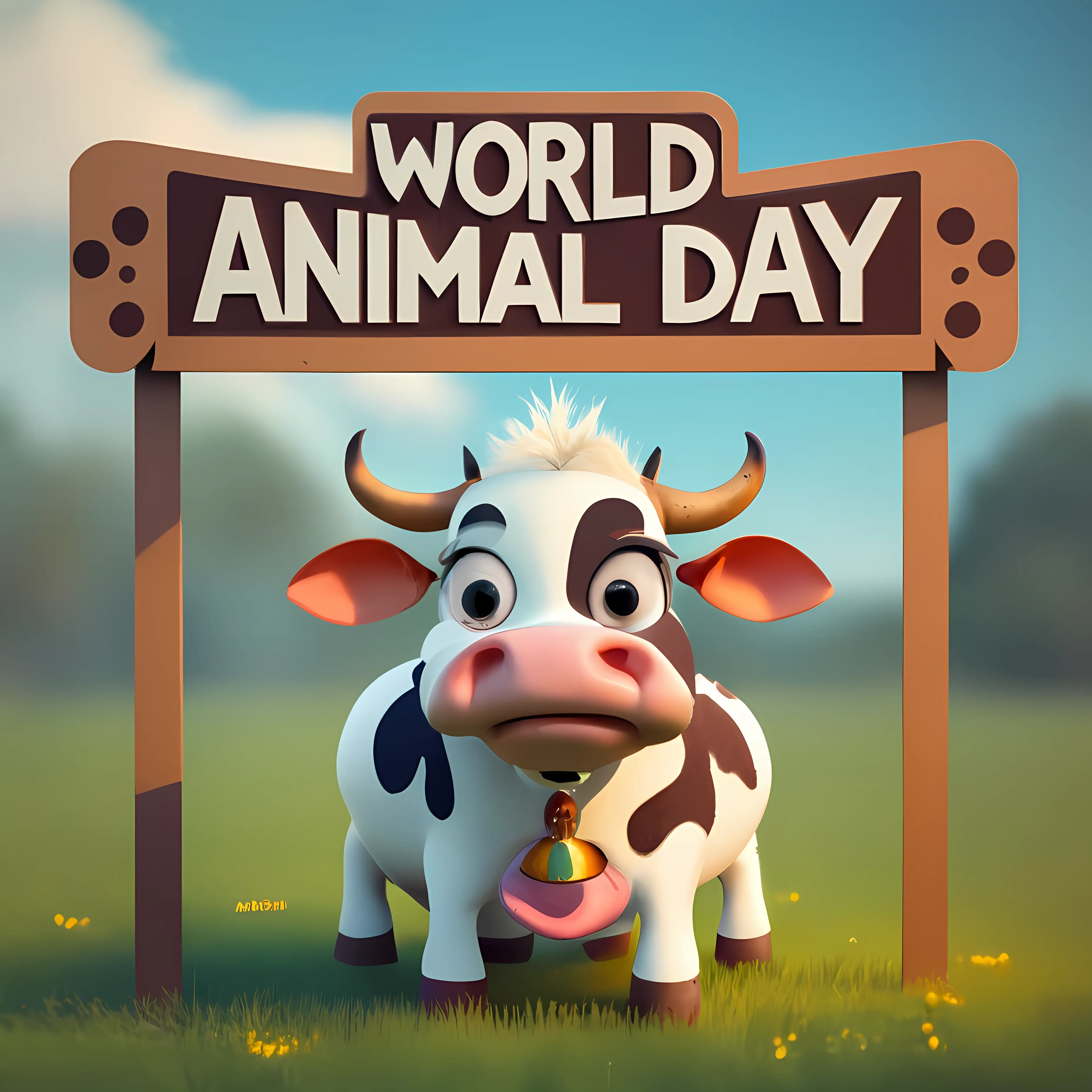 Illustrated Cow for World Animal Day