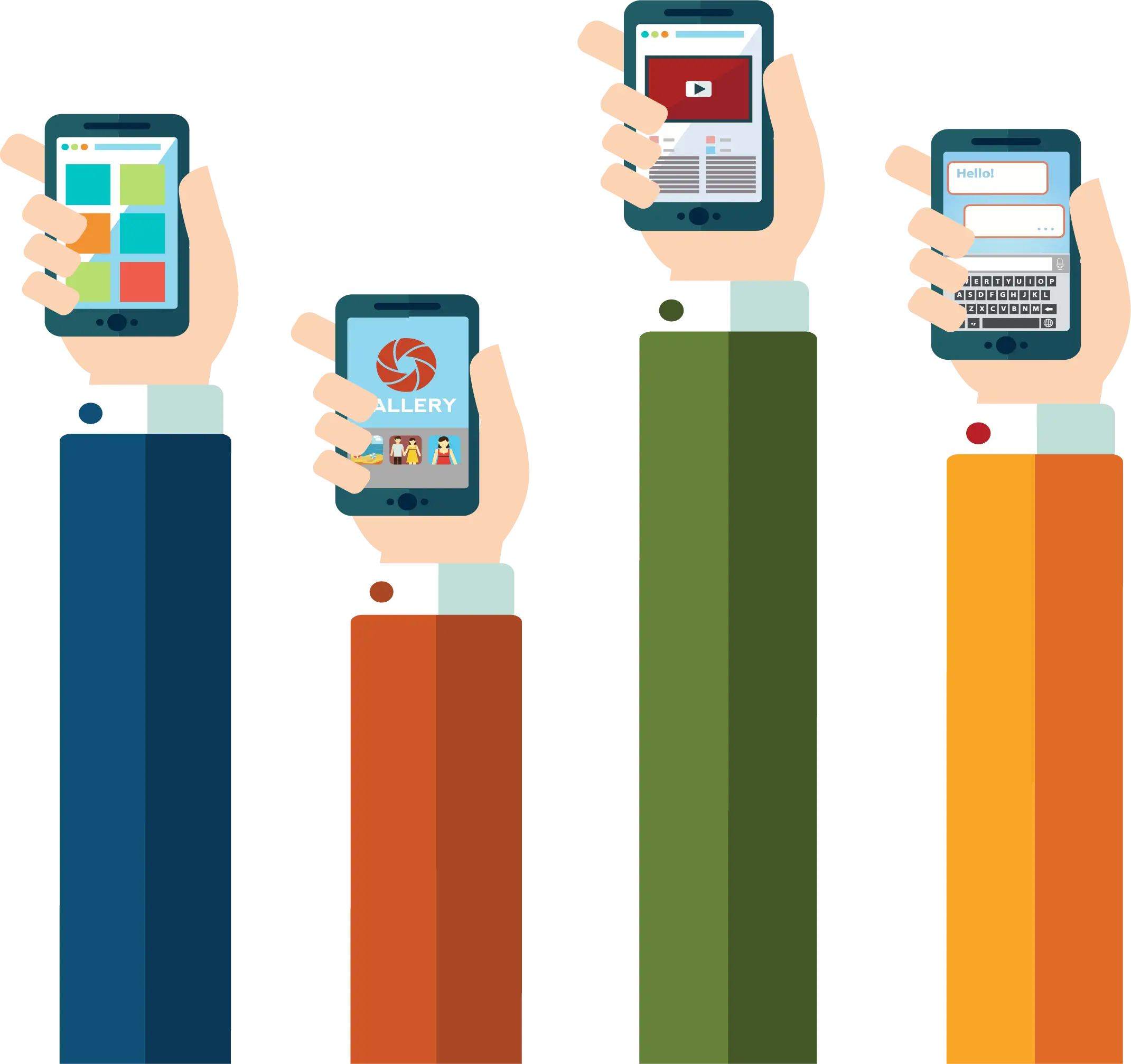 Hands Holding Smartphones with Apps