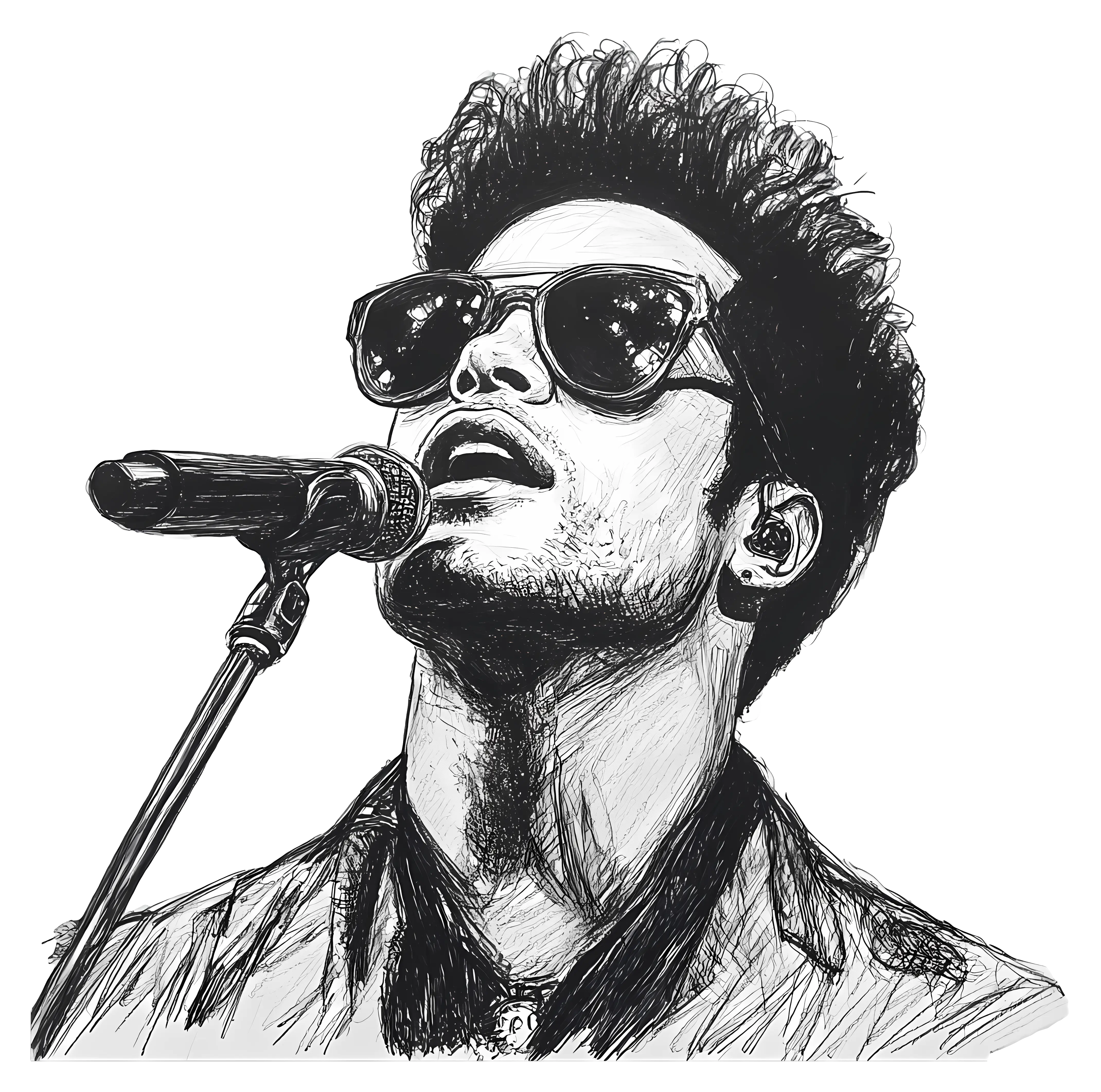 Singer Sketch with Microphone