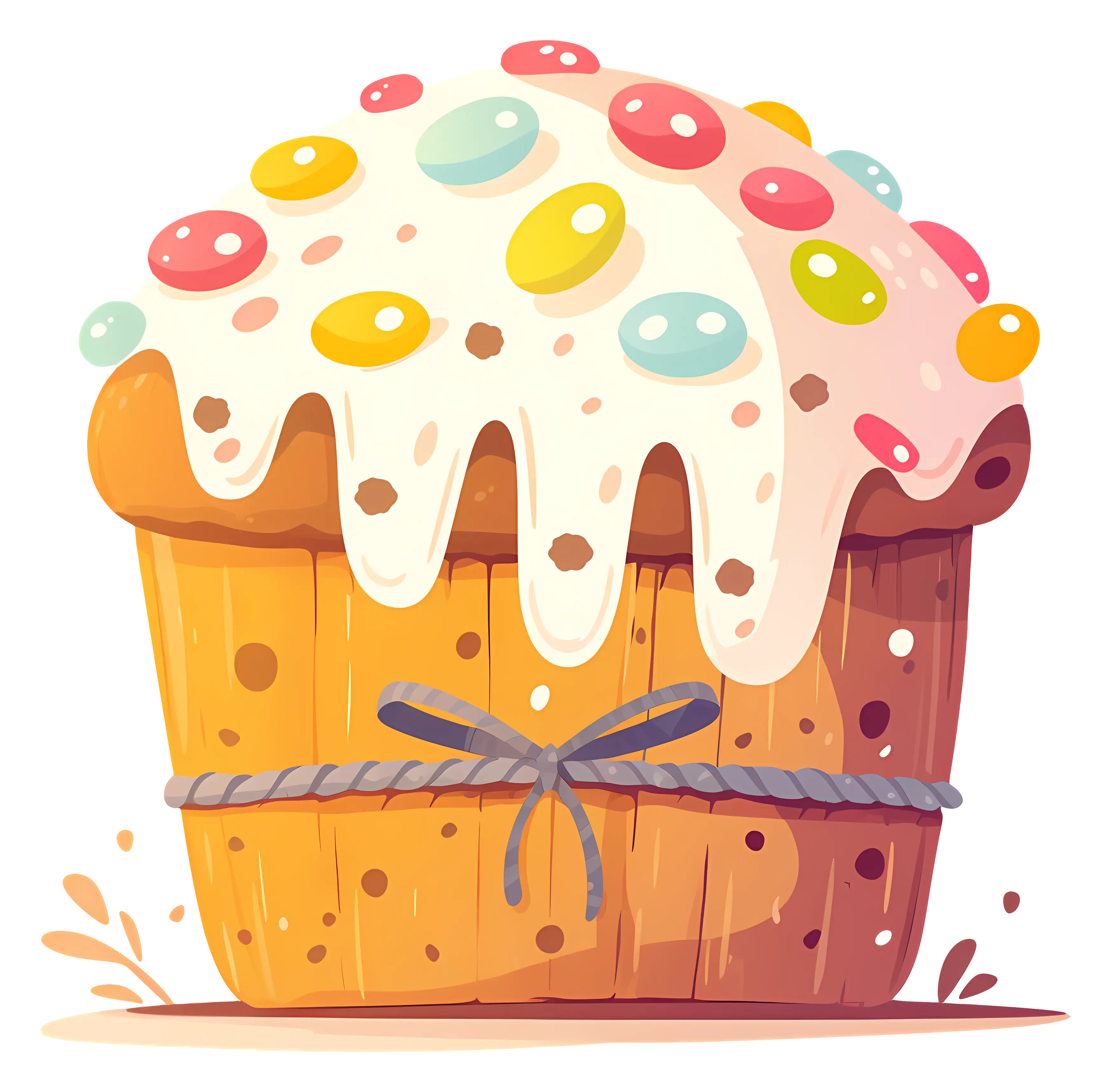 Cupcake Decorated with Icing and Colorful Candies