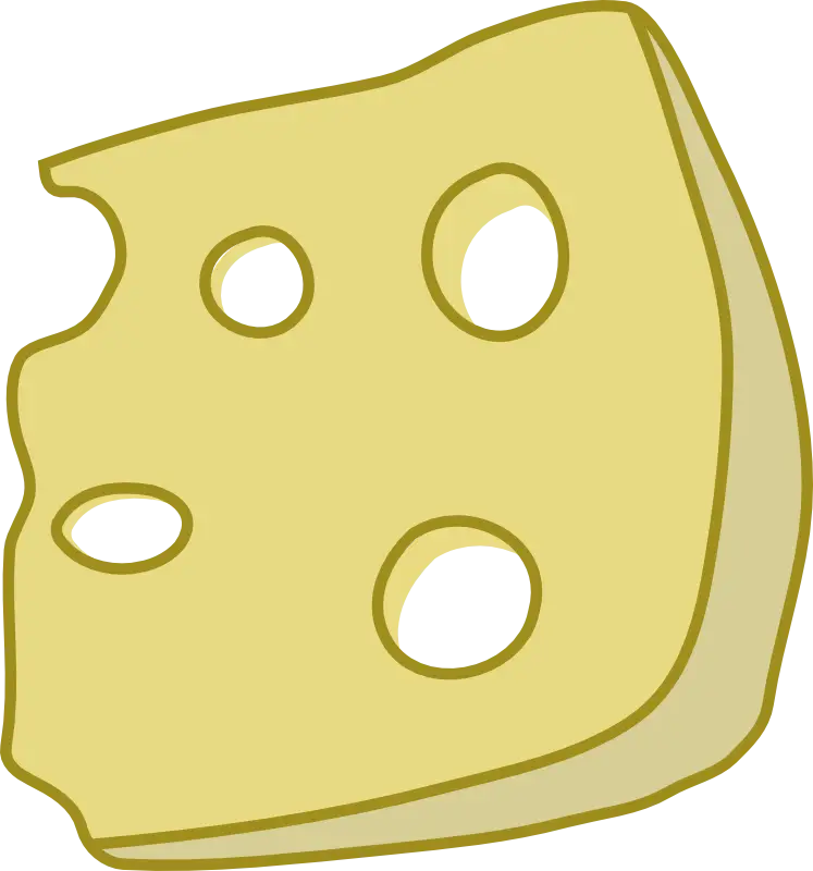 Yellow Swiss Cheese Slice with Cartoon Style