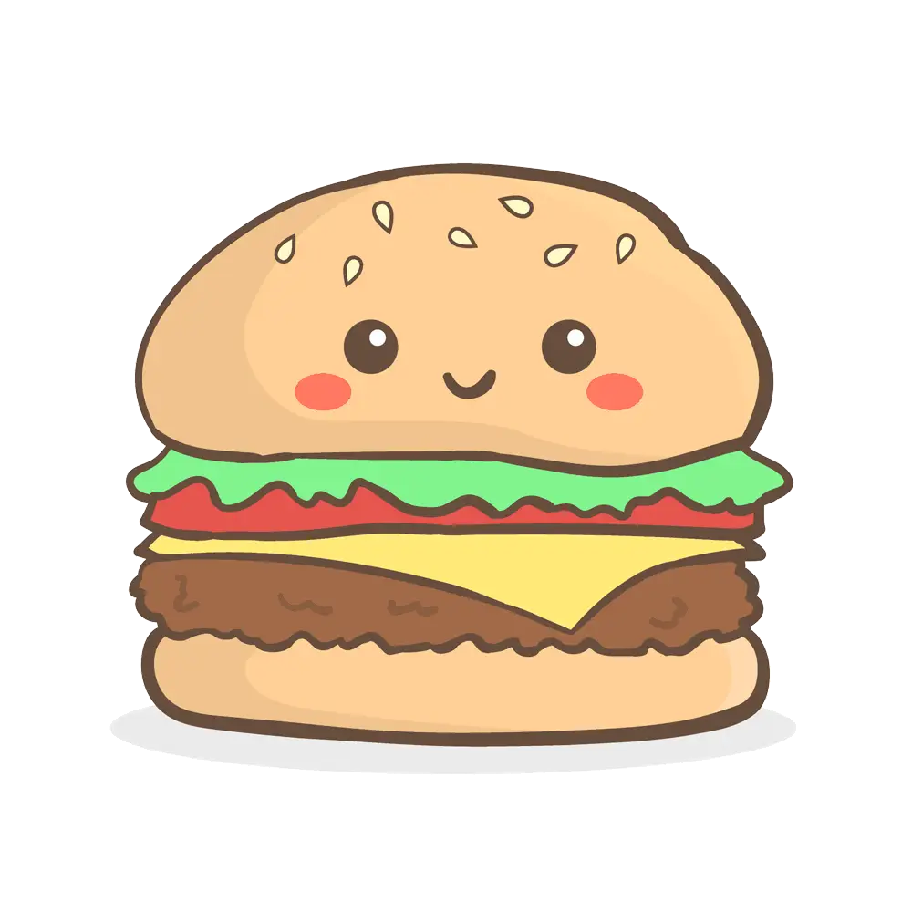 Funny Kawaii Cartoon Burger Design