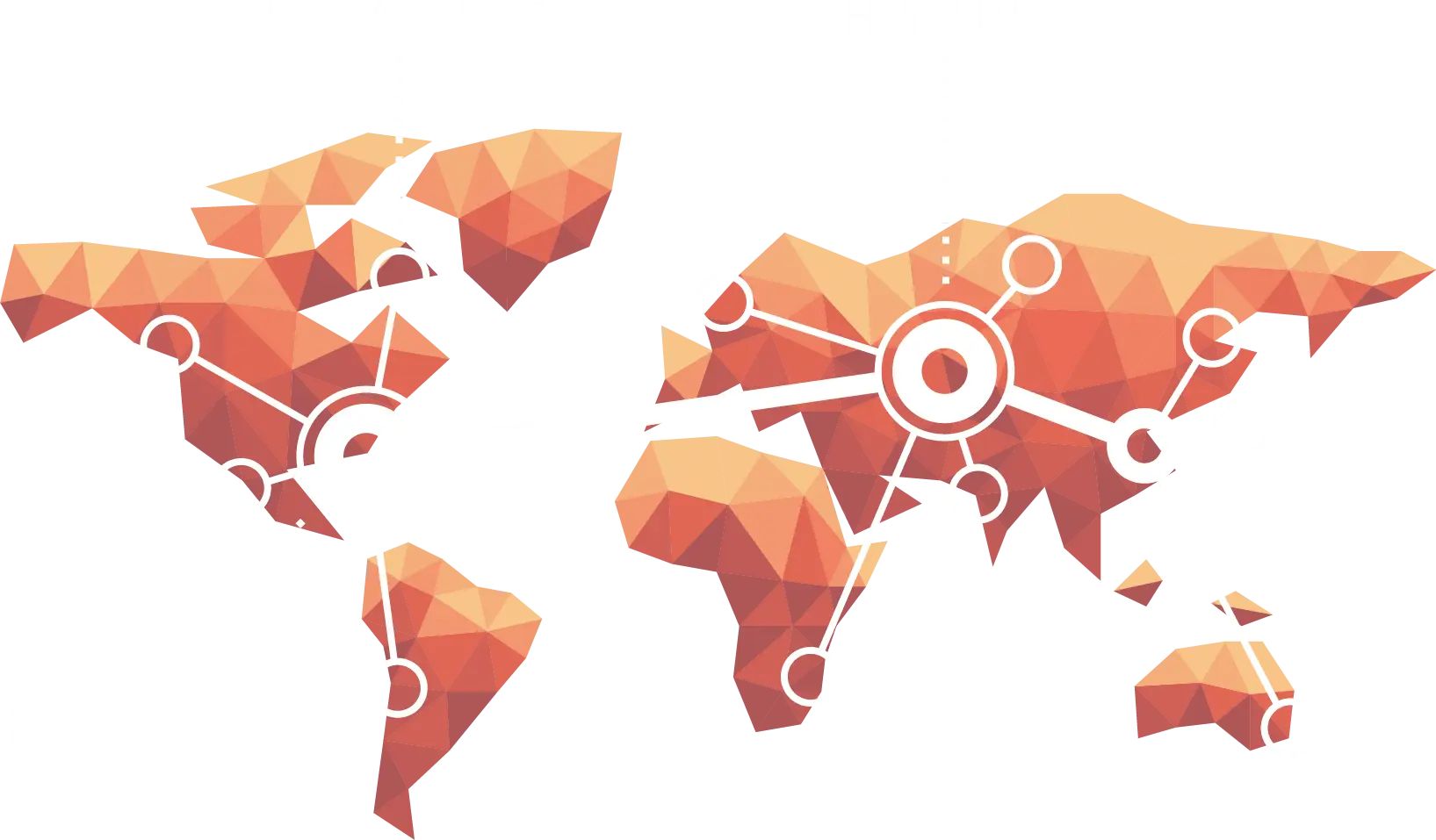 Polygonal World Map with Network Connections