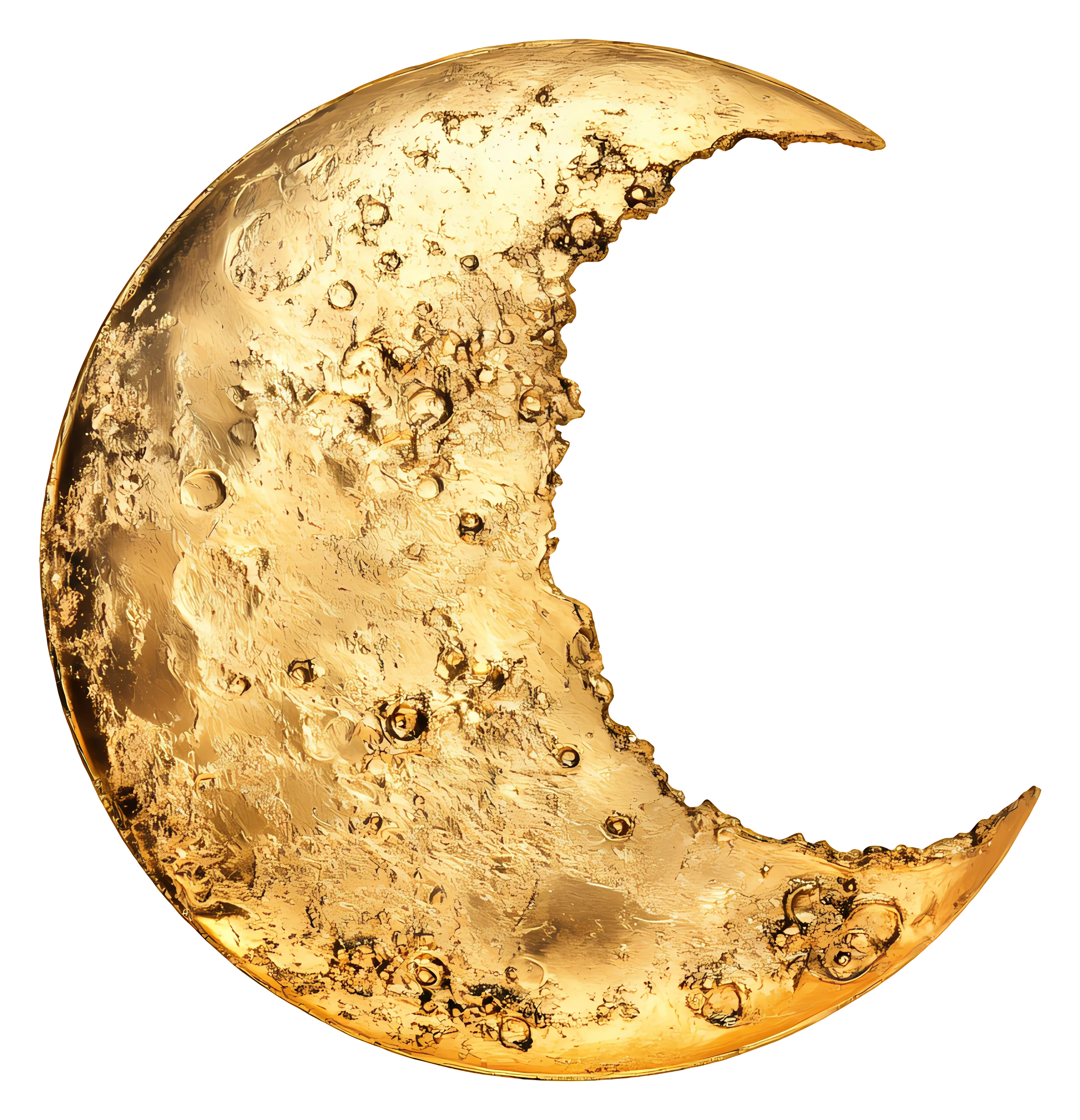 Textured Golden Crescent Moon