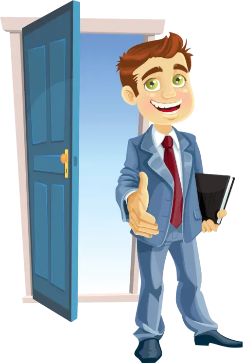 Businessman Greeting at Door