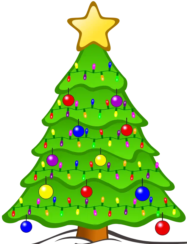 Colorful Decorated Christmas Tree with Star