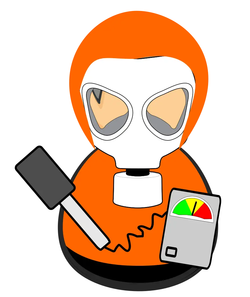 Hazmat Suit Person with Radiation Meter
