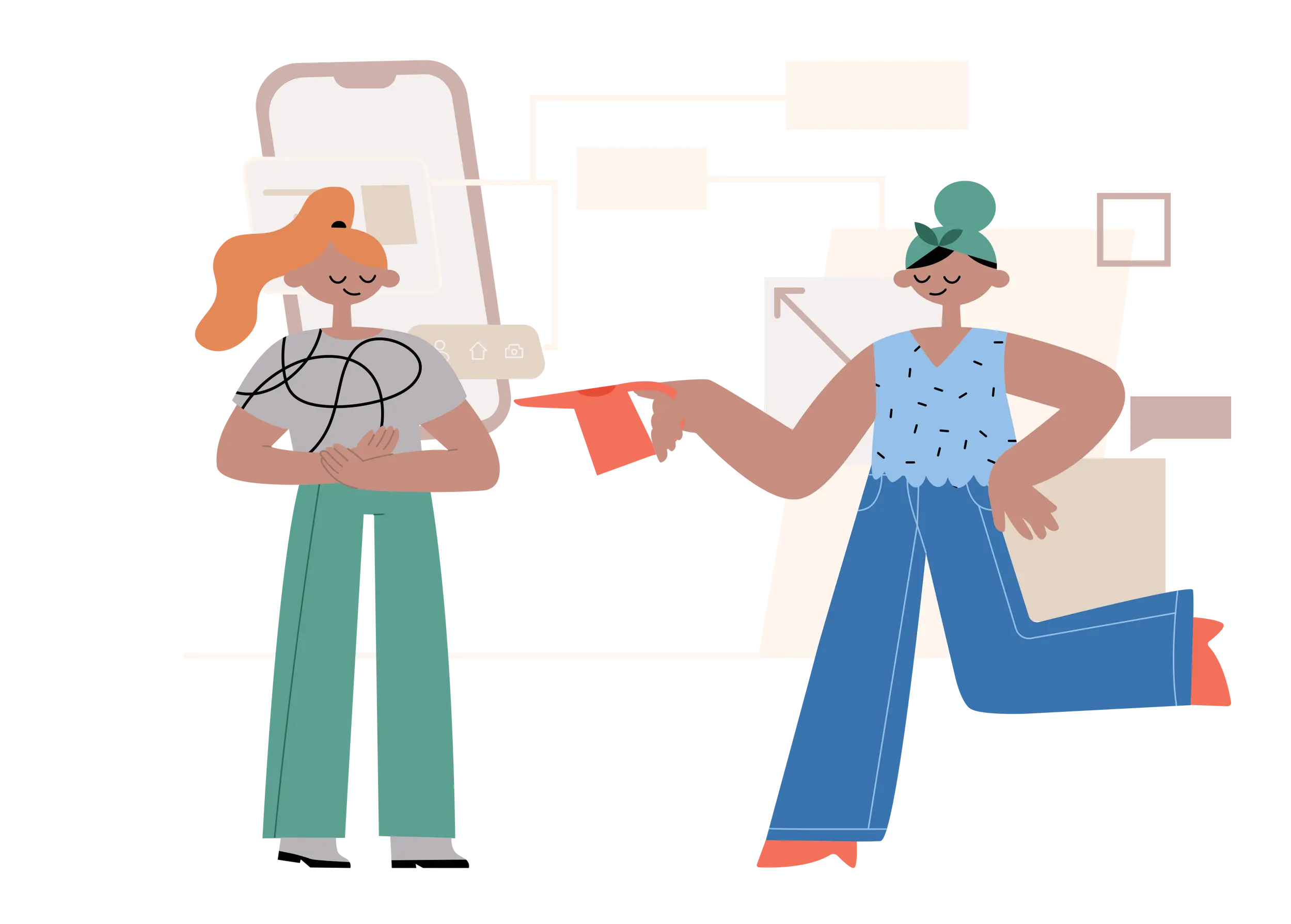 Abstract Illustration of Two Stylized Characters