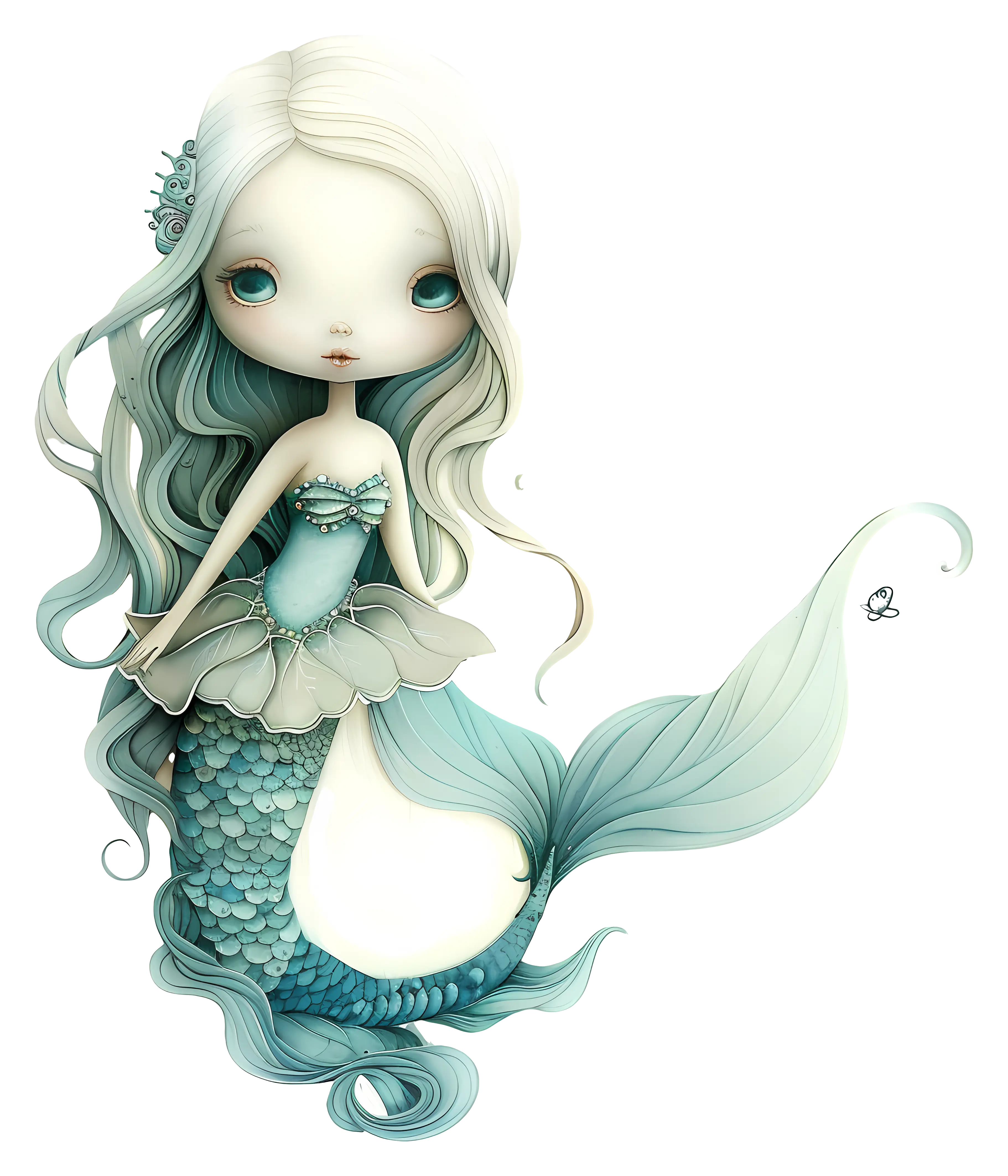 Fantasy Mermaid Illustration with Detailed Tail