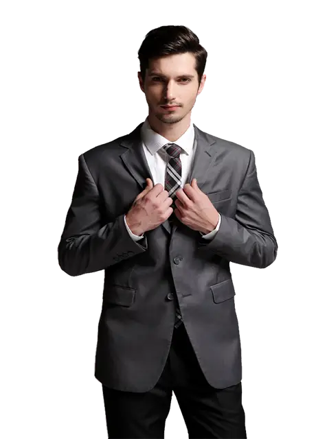 Man in Formal Gray Suit and Tie