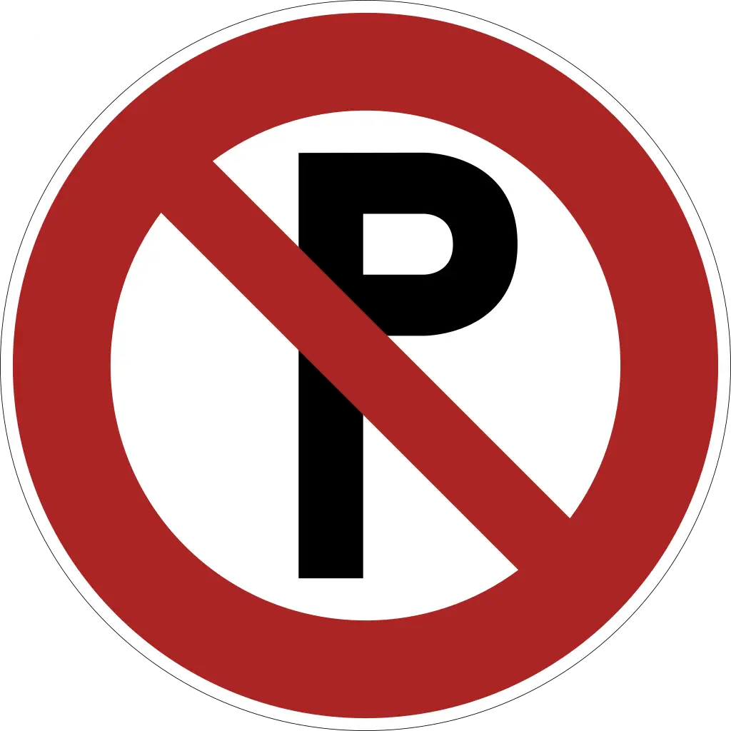Red and White No Parking Traffic Sign
