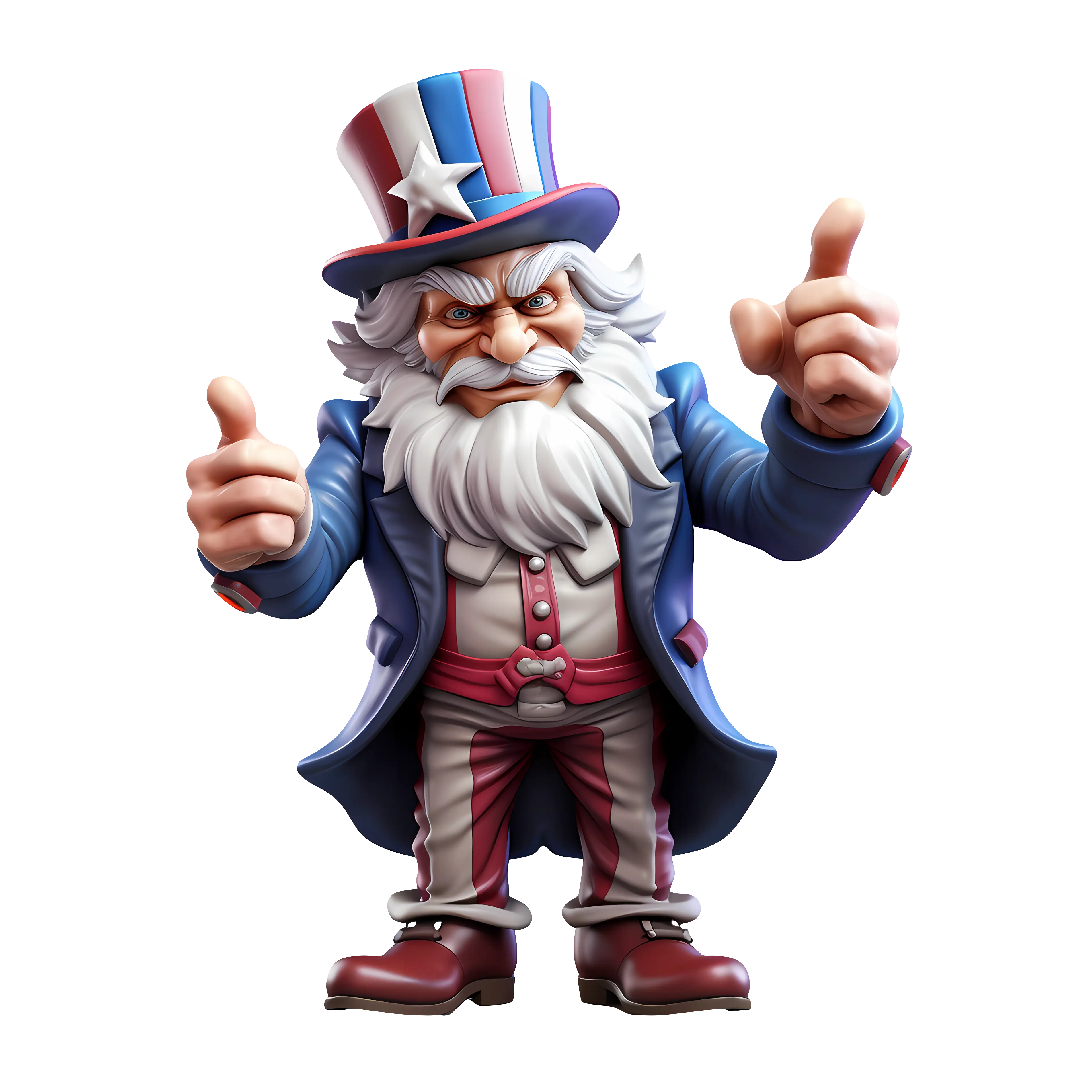 Uncle Sam Cartoon with Patriotic Gesture
