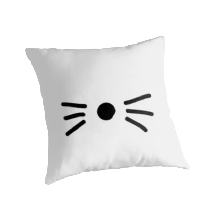 White Pillow with Cat Whiskers Design