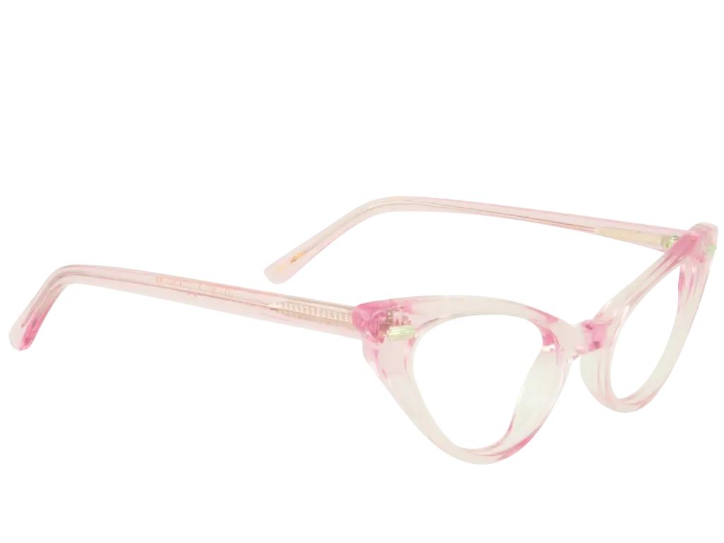 Clear Pink Eyeglasses with Transparent Frame